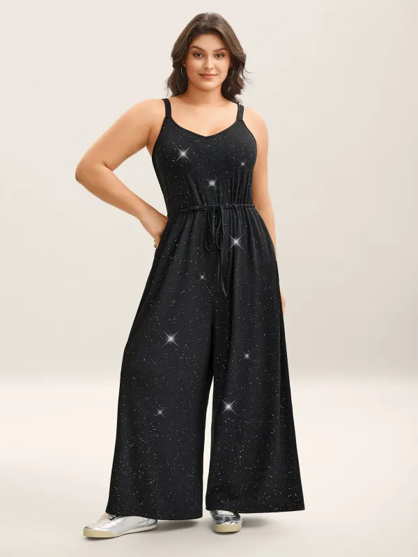 Sequins Waist-Tie Wide-Leg Jumpsuit sold by Bloomchic