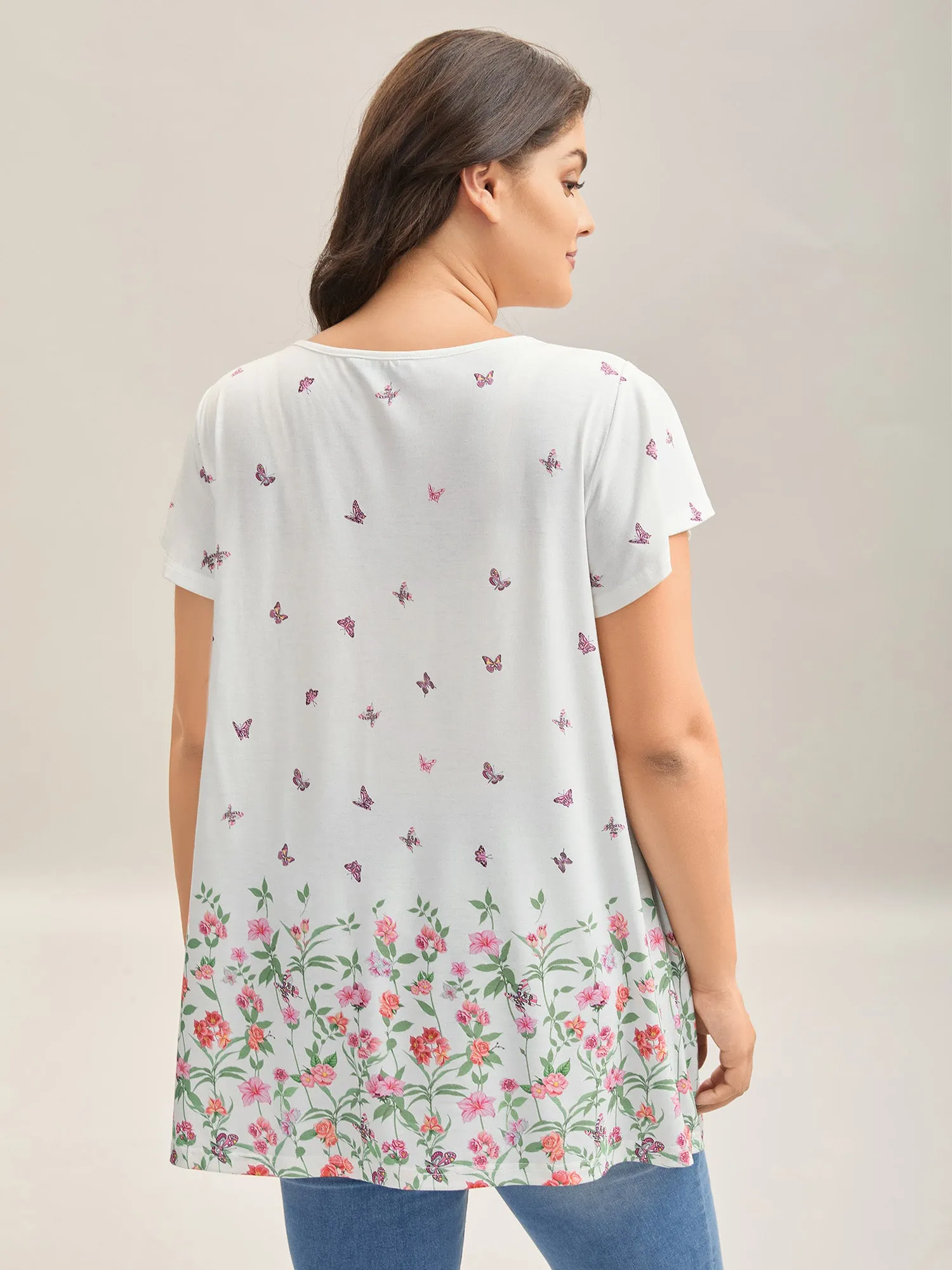 Butterfly Garden Print Neck-Tie Top sold by Bloomchic product image thumbnail 4