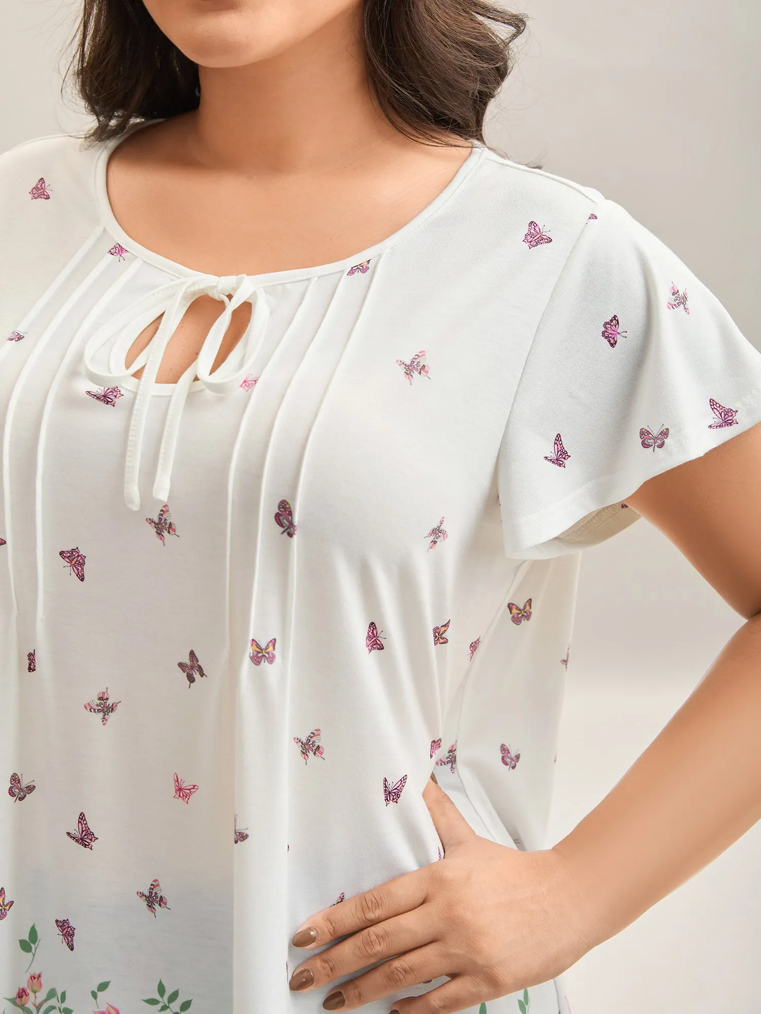 Butterfly Garden Print Neck-Tie Top sold by Bloomchic product image thumbnail 2