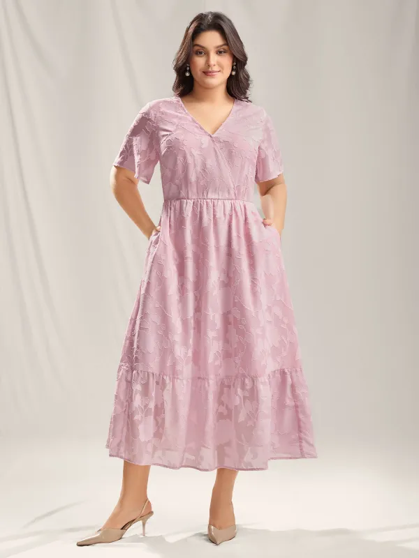 Floral Textured Pockets Tiered Maxi Dress sold by Bloomchic