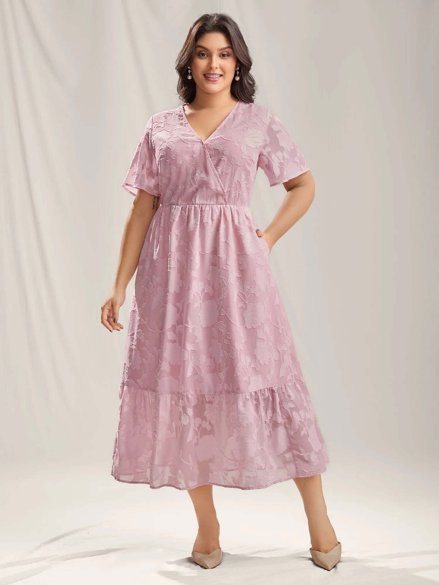Floral Textured Pockets Tiered Maxi Dress sold by Bloomchic product image thumbnail 3