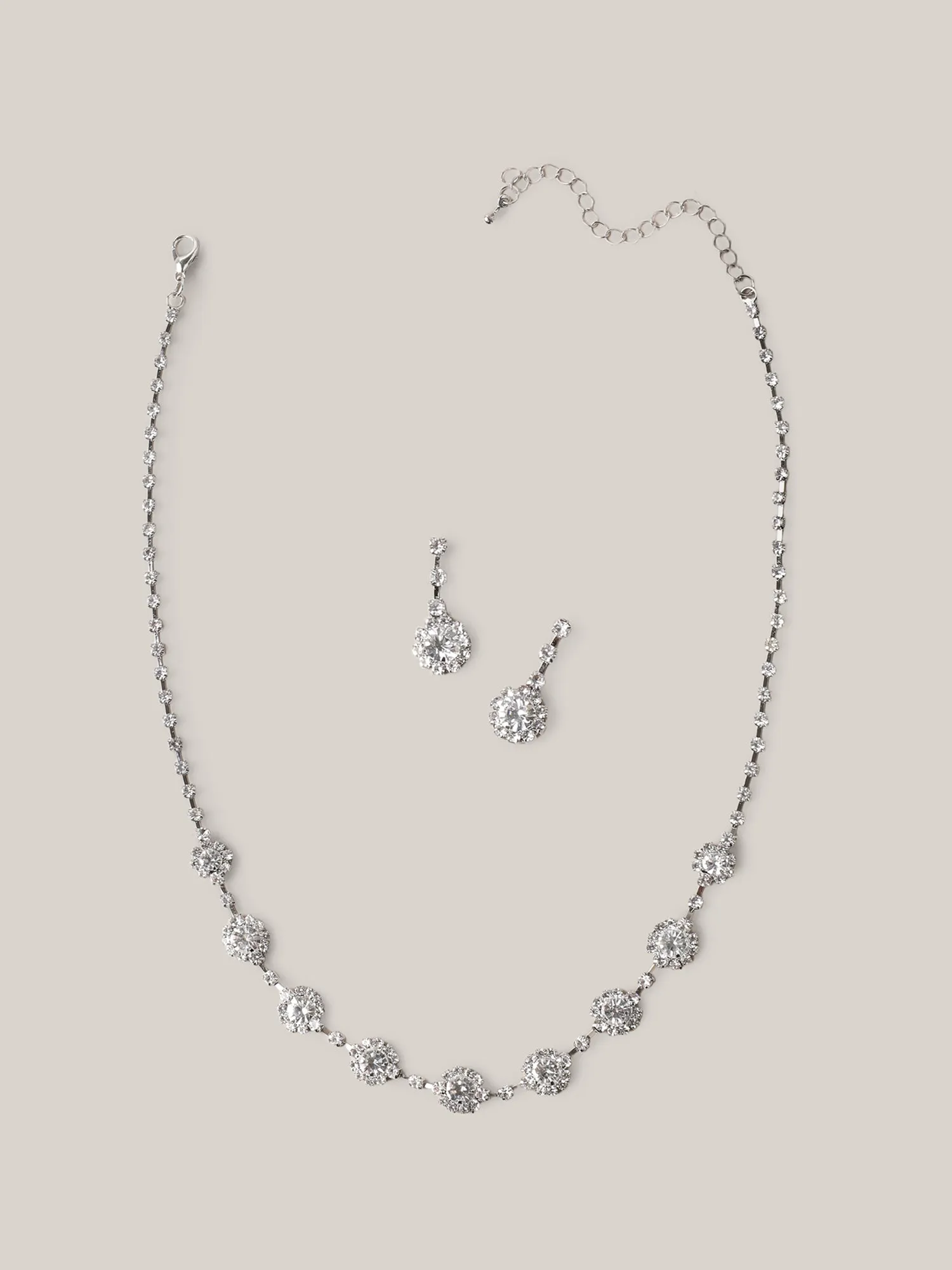 Zirconium Drill Earrings Necklace Set sold by Bloomchic