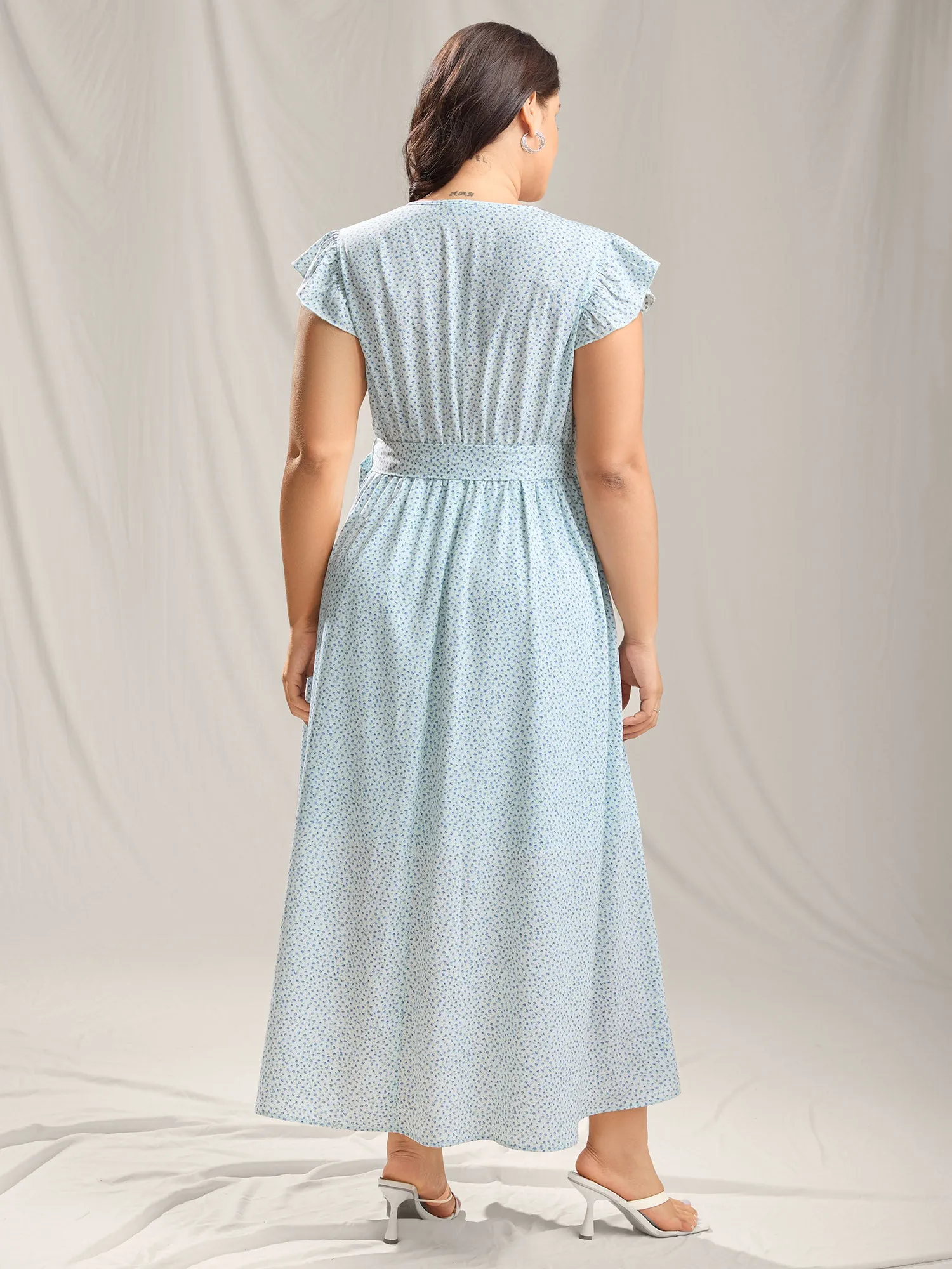 Floral Print Slit Belted Maxi Dress sold by Bloomchic product image thumbnail 4