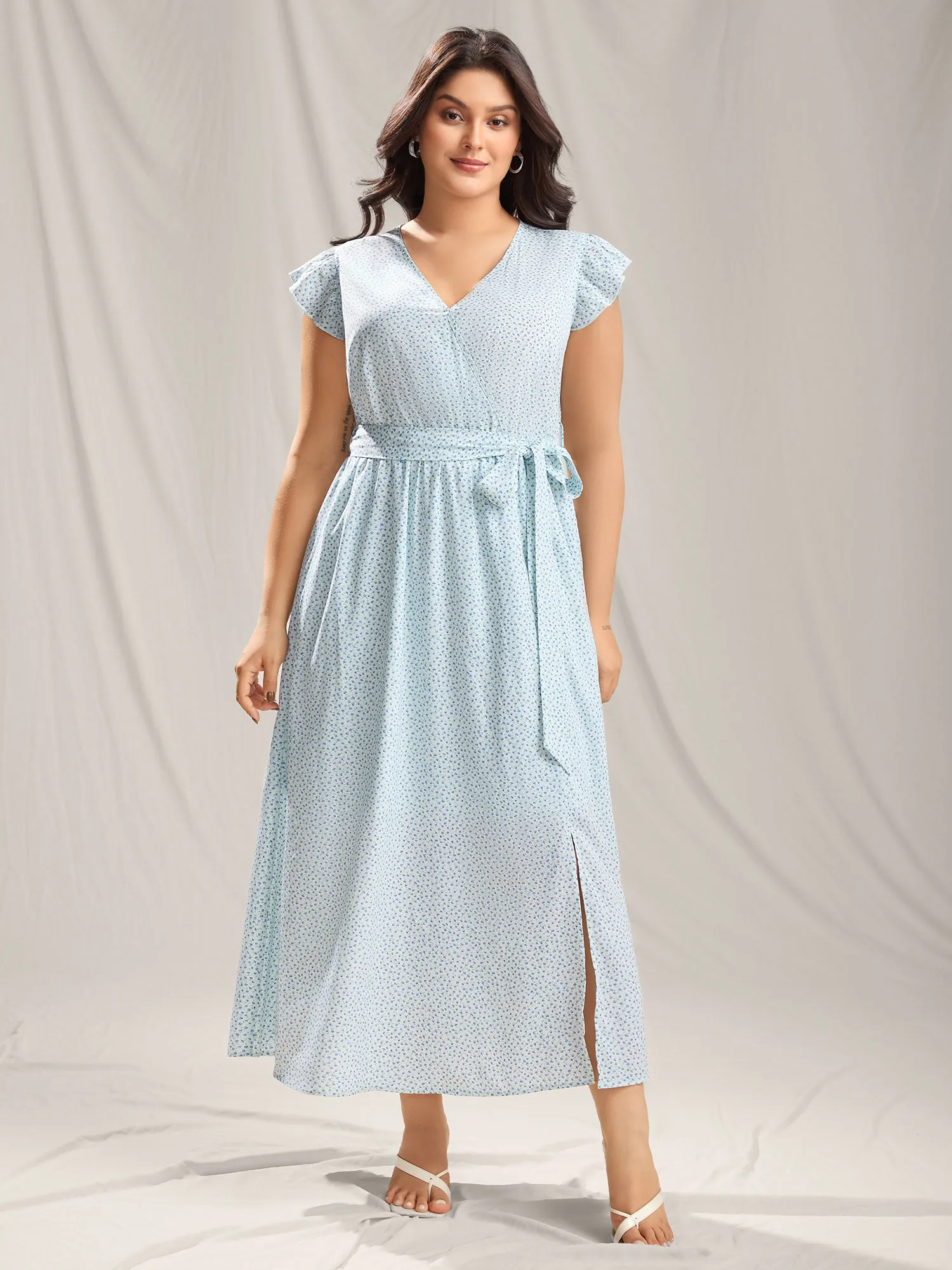 Floral Print Slit Belted Maxi Dress sold by Bloomchic product image thumbnail 3