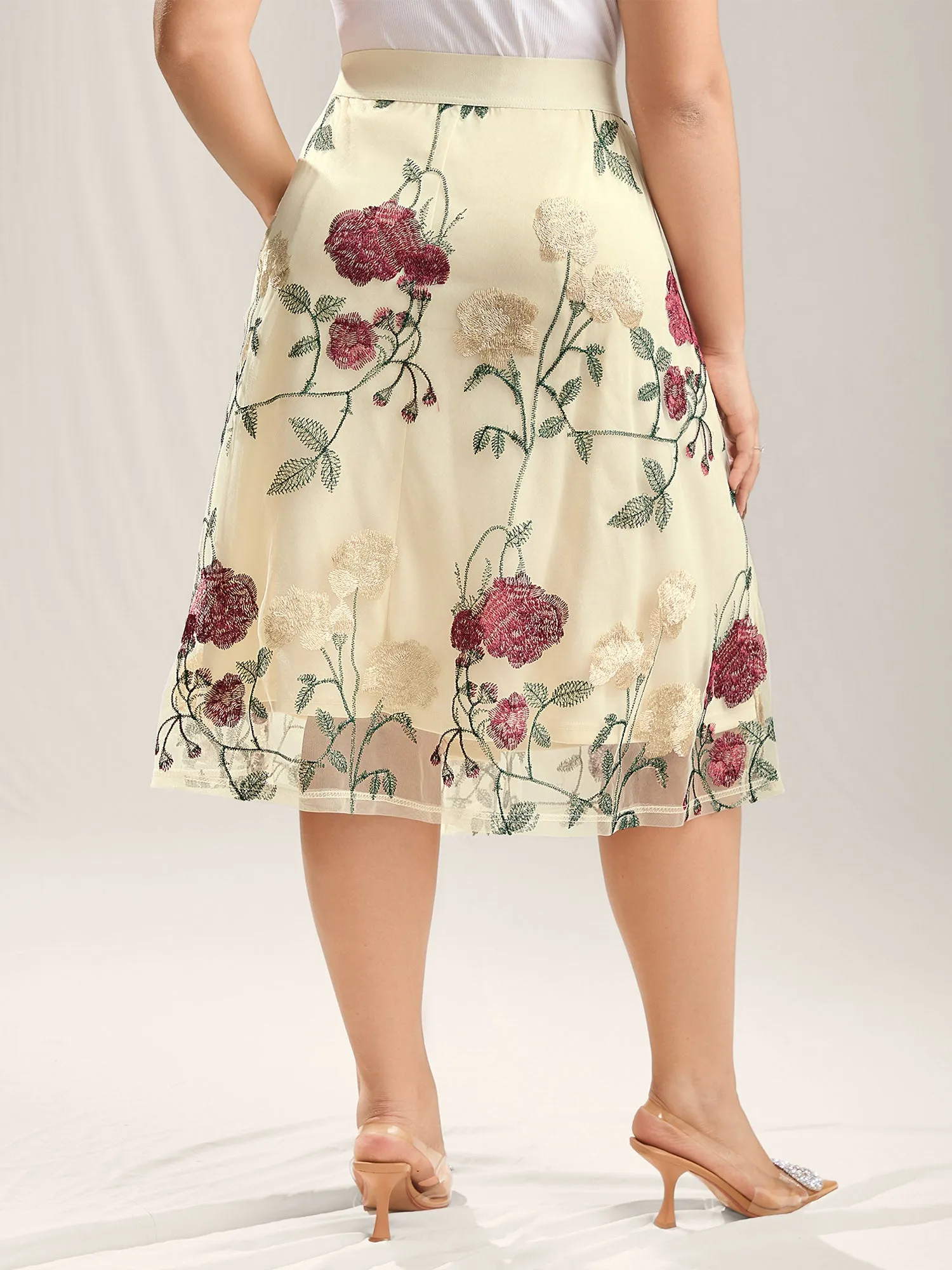 Roses Forever Pleated Lined Midi Skirt sold by Bloomchic product image thumbnail 4