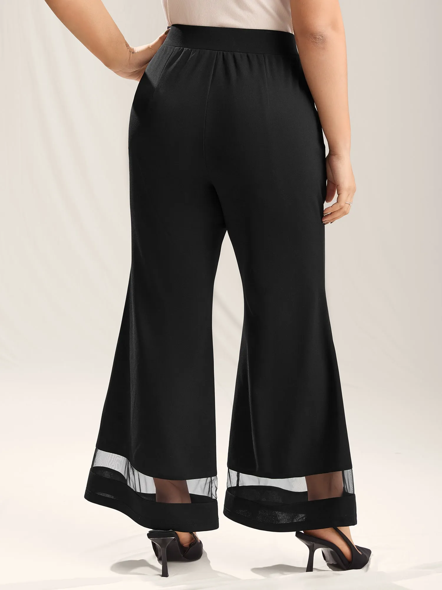Mesh Spliced Bell-Bottom Pants sold by Bloomchic product image thumbnail 4