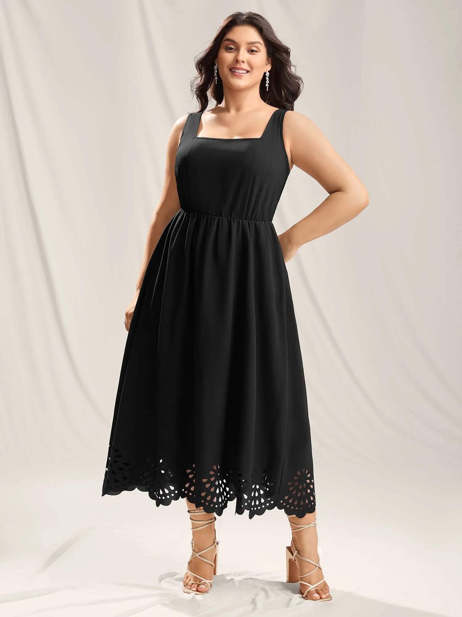 Scalloped Laser Cut Pockets Maxi Dress sold by Bloomchic product image thumbnail 3