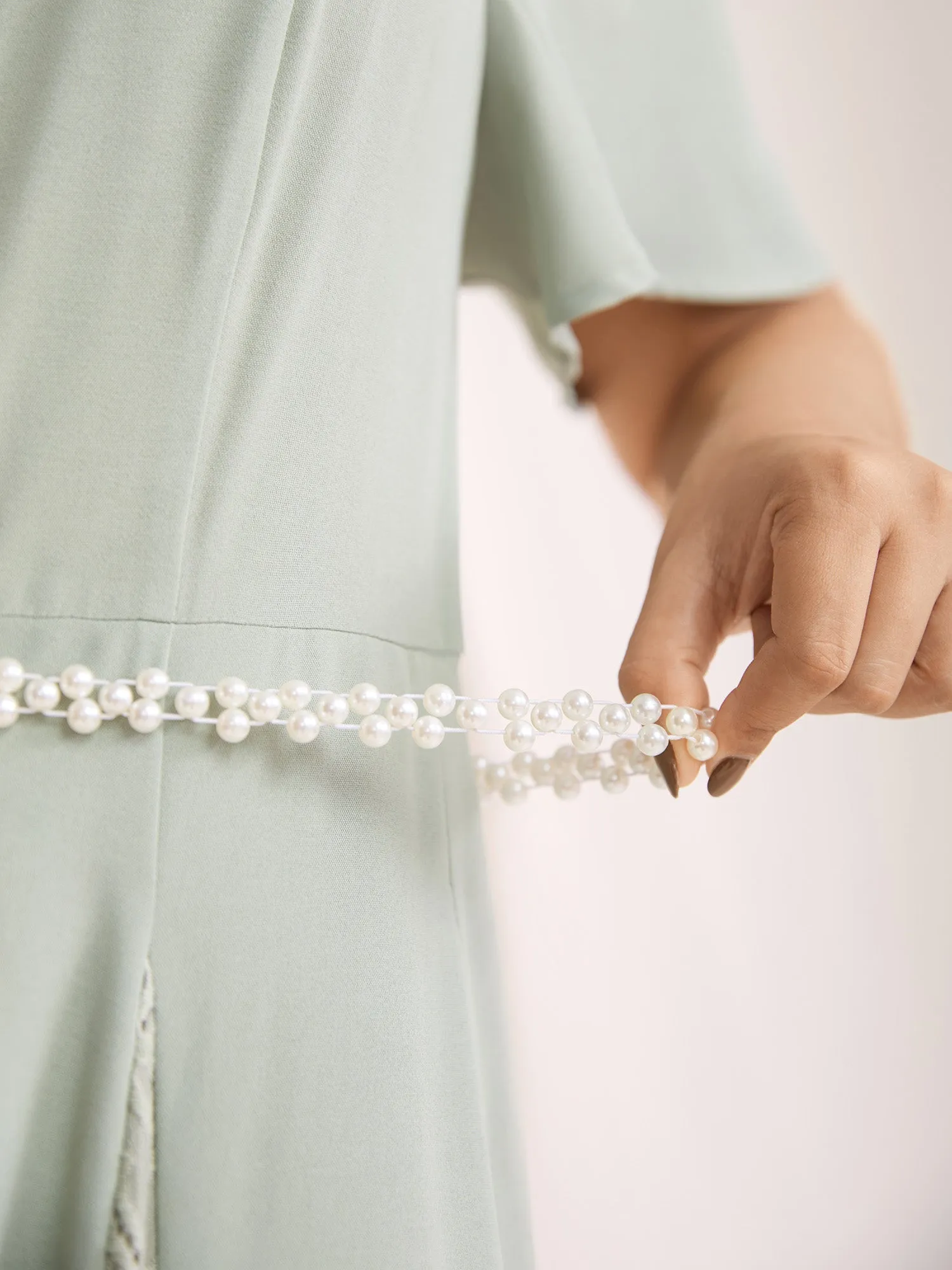 Pearl Beaded Stretchy Elegant Belt sold by Bloomchic product image thumbnail 3