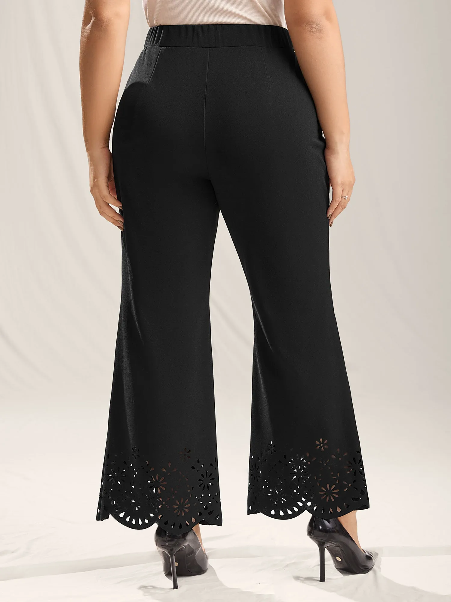 Scalloped Laser Cut Bootcut Pants sold by Bloomchic product image thumbnail 5