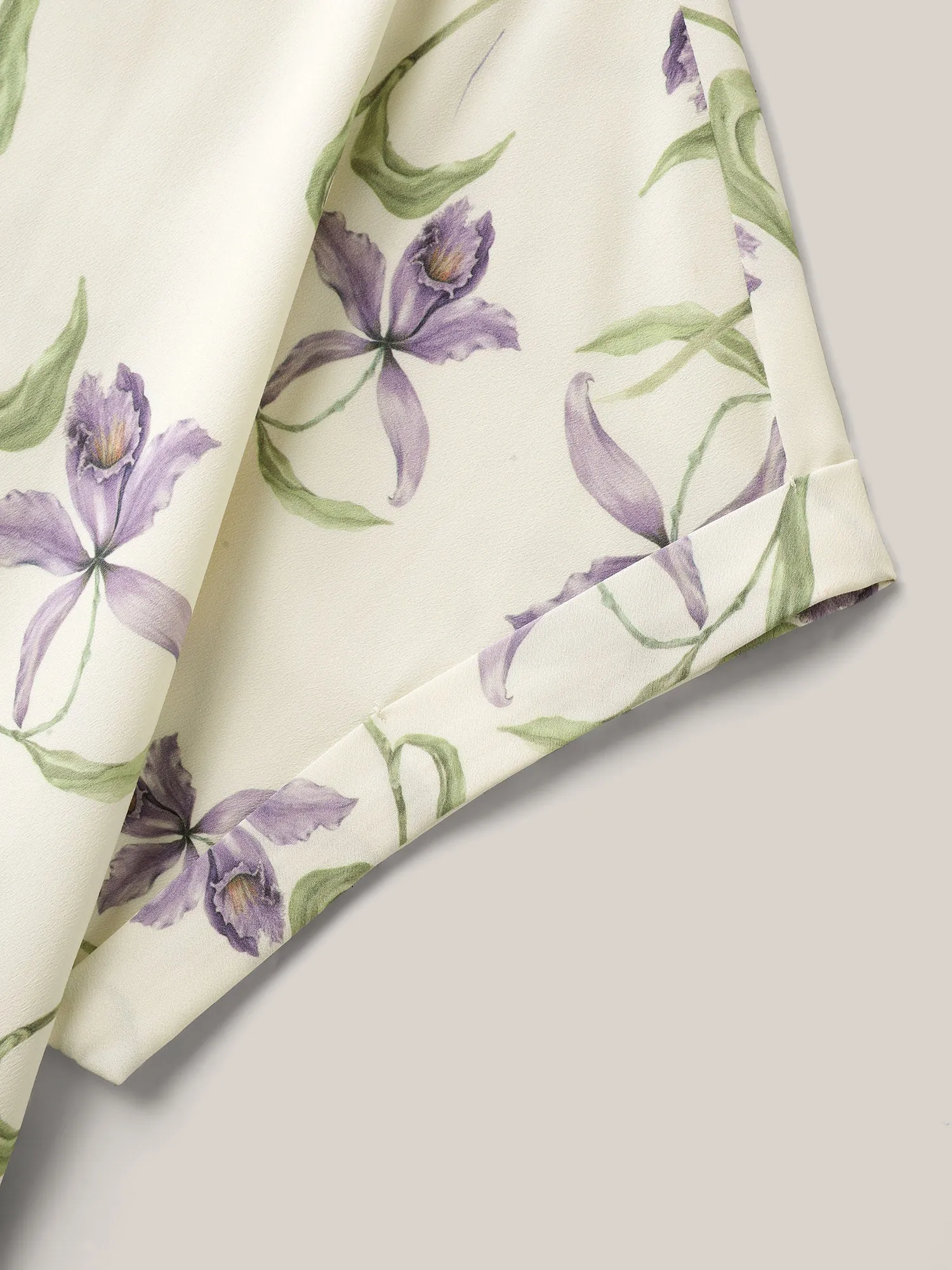 Large Flower Print Curved Hem Blouse sold by Bloomchic product image thumbnail 5