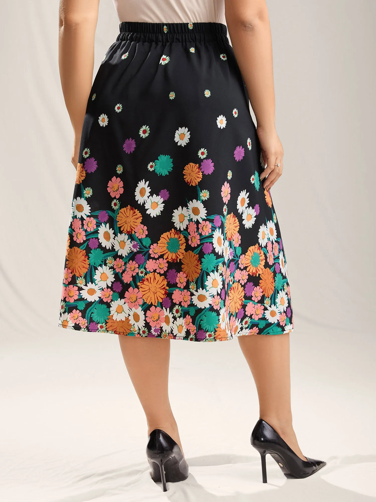 Floral Print Pleated Midi Skirt sold by Bloomchic product image thumbnail 4