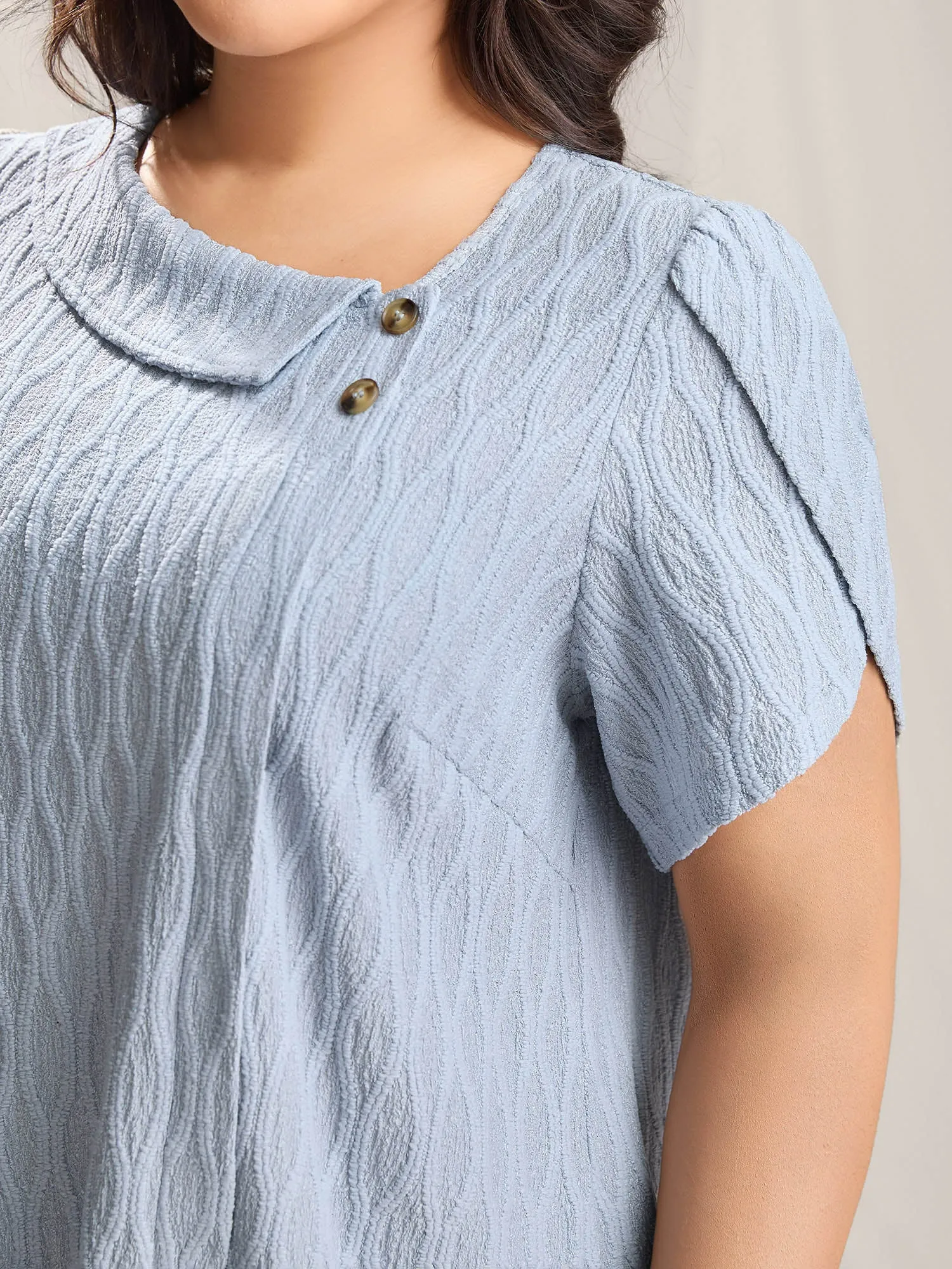 Asymmetrical Collar Textured Plain Blouse sold by Bloomchic product image thumbnail 2