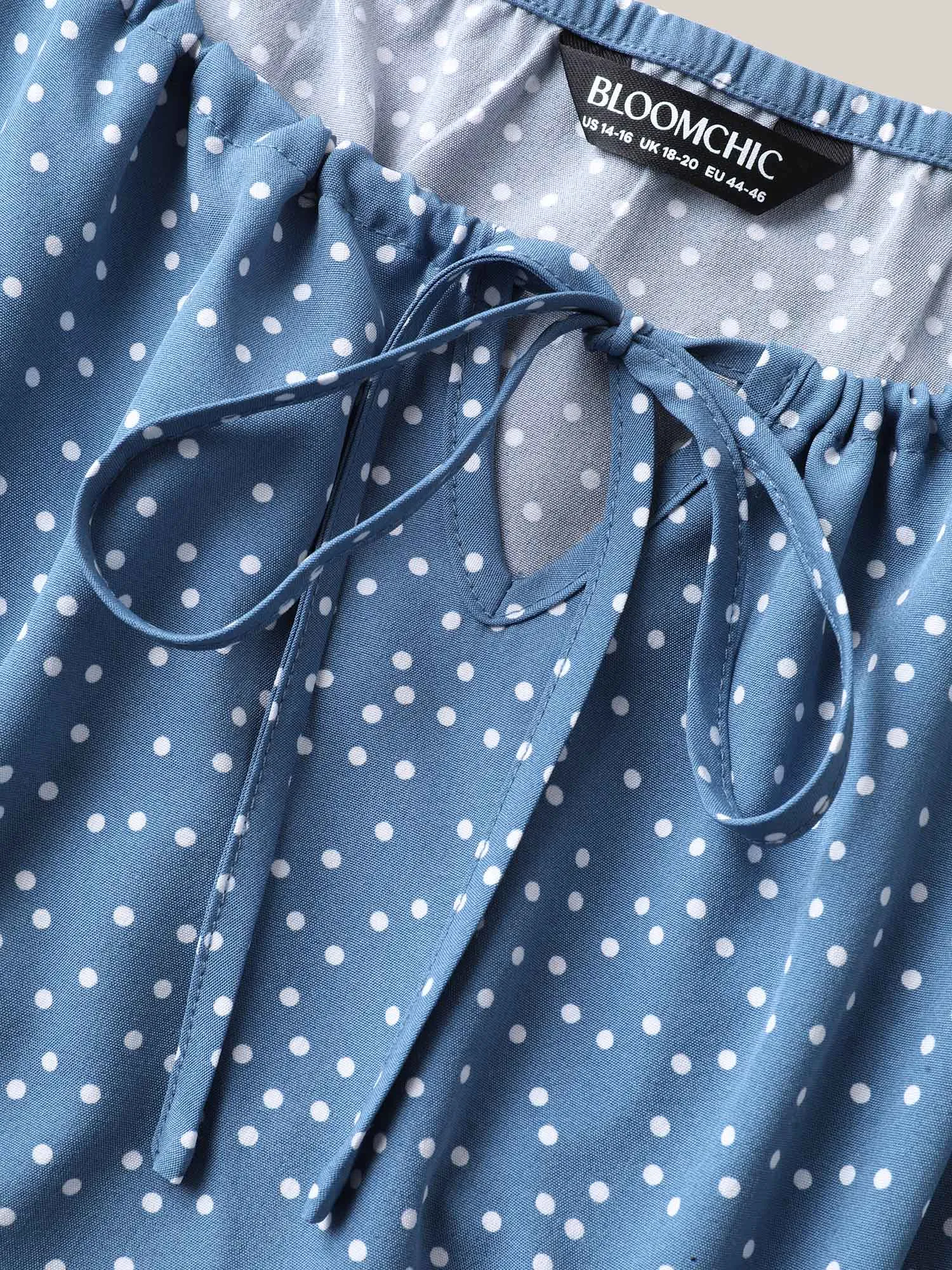 Polka Dots Layer Sleeves Keyhole Maxi Dress sold by Bloomchic product image thumbnail 5