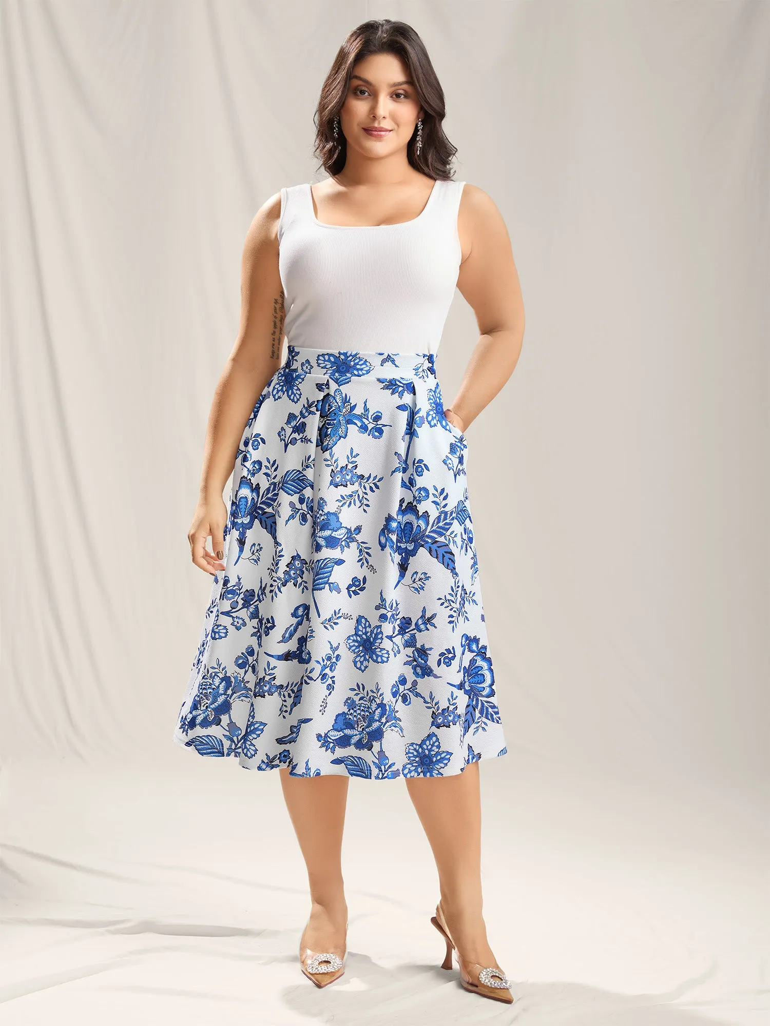Floral Print Flared Midi Skirt sold by Bloomchic product image thumbnail 3