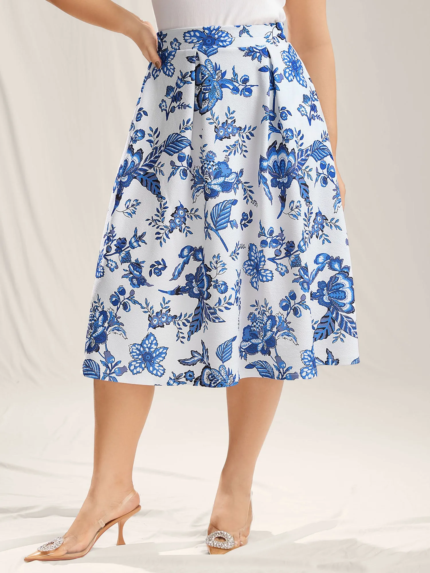 Floral Print Flared Midi Skirt sold by Bloomchic