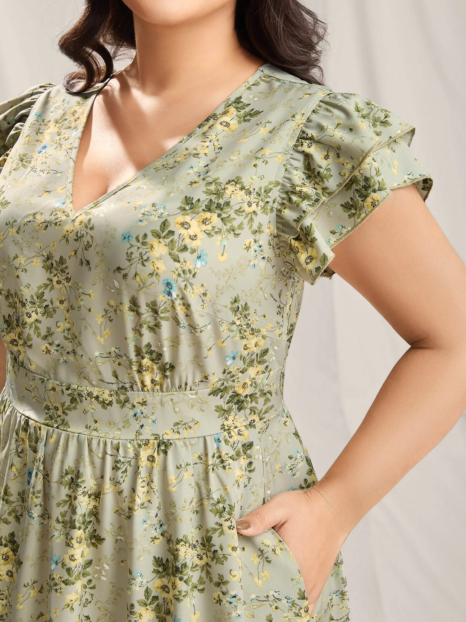 Breezy Floral Print Flutter Sleeve Maxi Dress sold by Bloomchic product image thumbnail 2