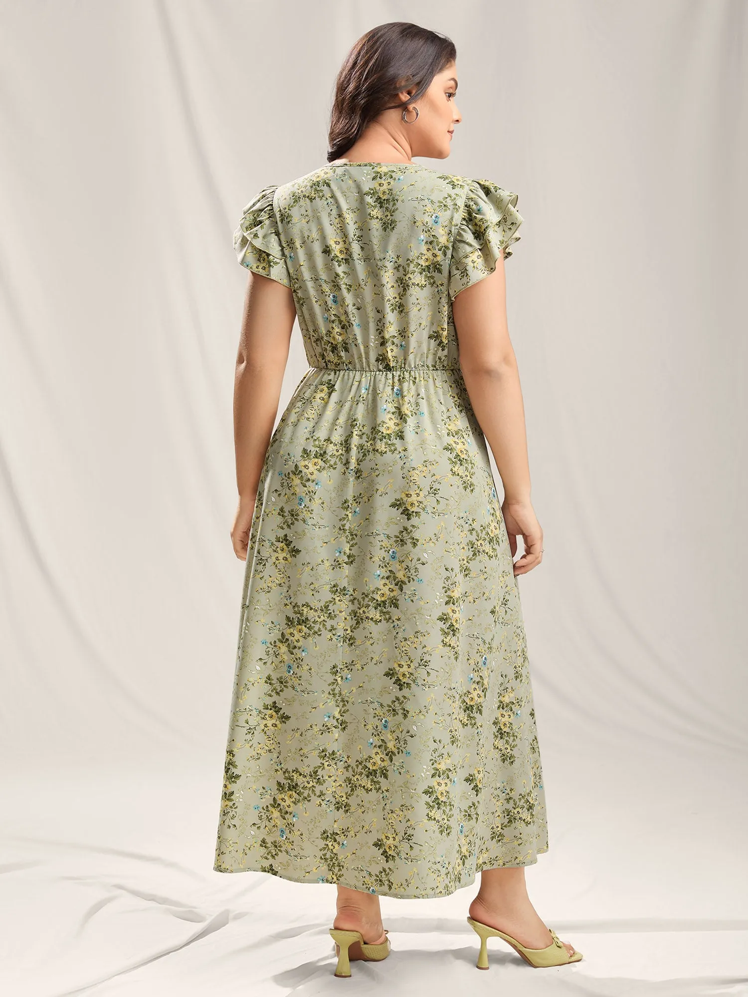 Breezy Floral Print Flutter Sleeve Maxi Dress sold by Bloomchic product image thumbnail 4