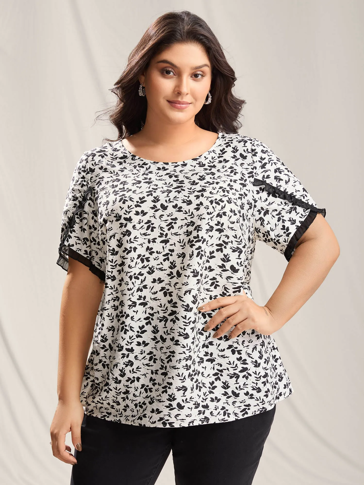 Floral Print Color Contrast Blouse sold by Bloomchic