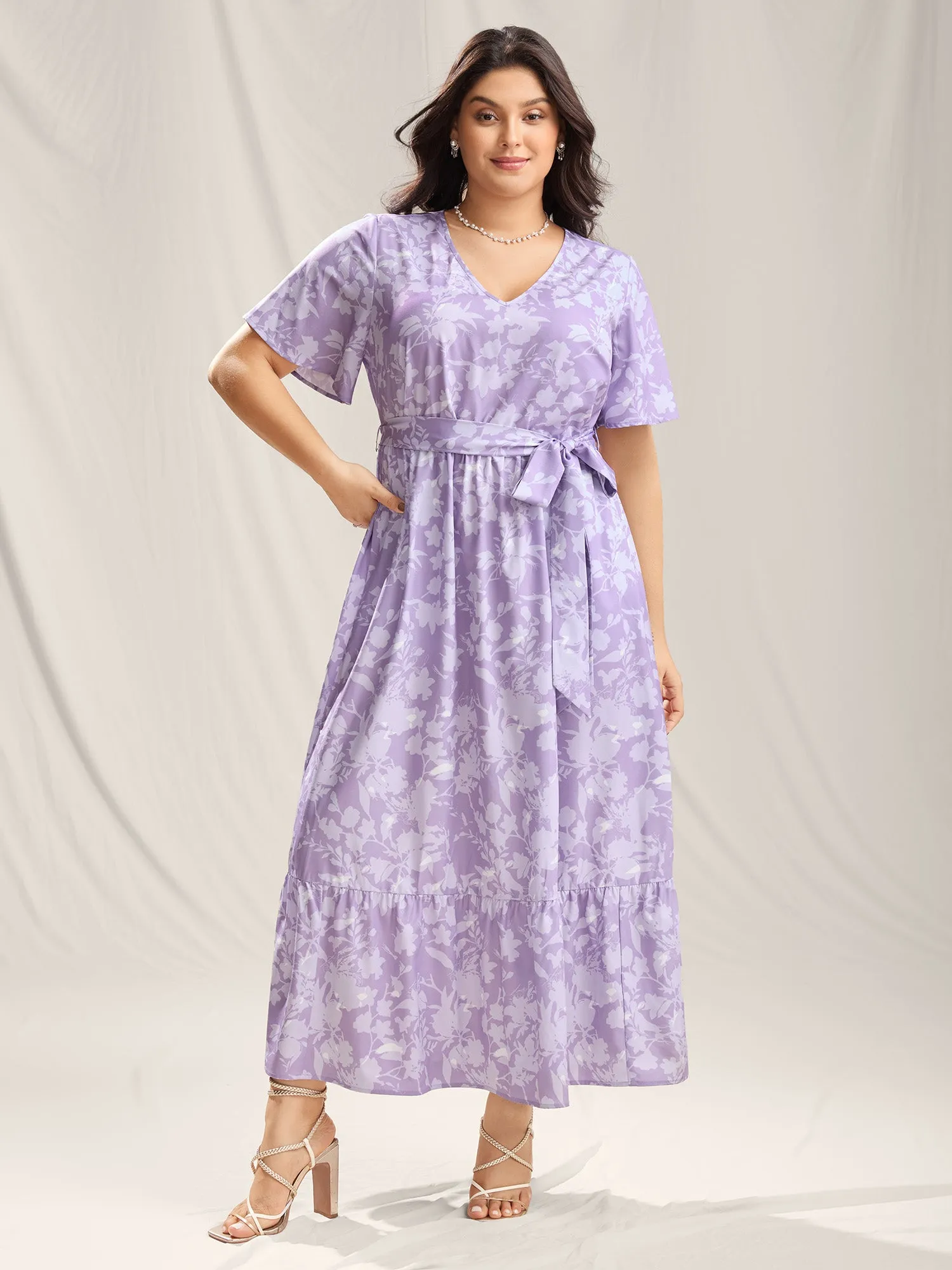 Silhouette Floral Pockets Belted Maxi Dress sold by Bloomchic product image thumbnail 3