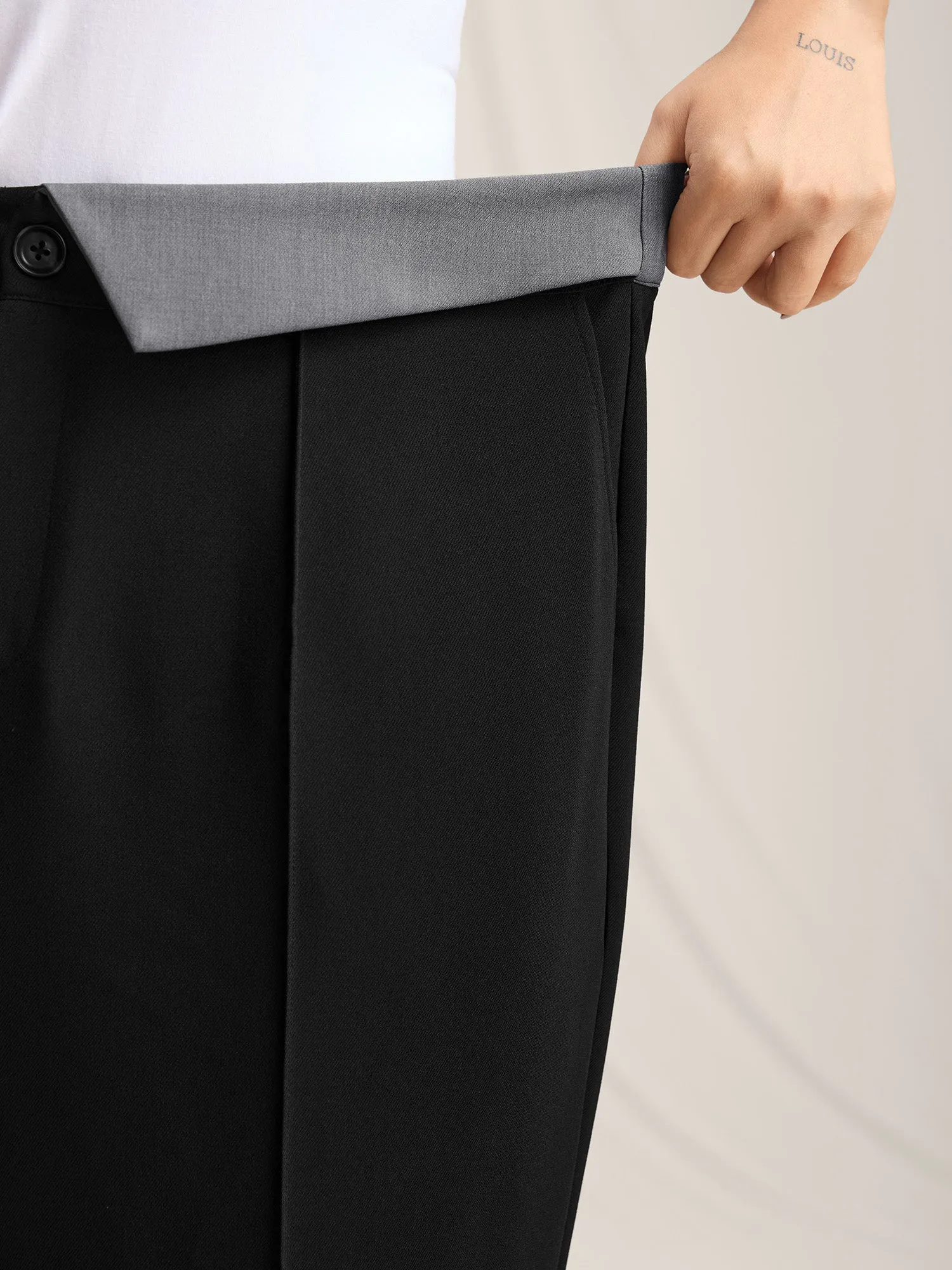 Color Contrast Waistband Straight-Leg Pants sold by Bloomchic product image thumbnail 2