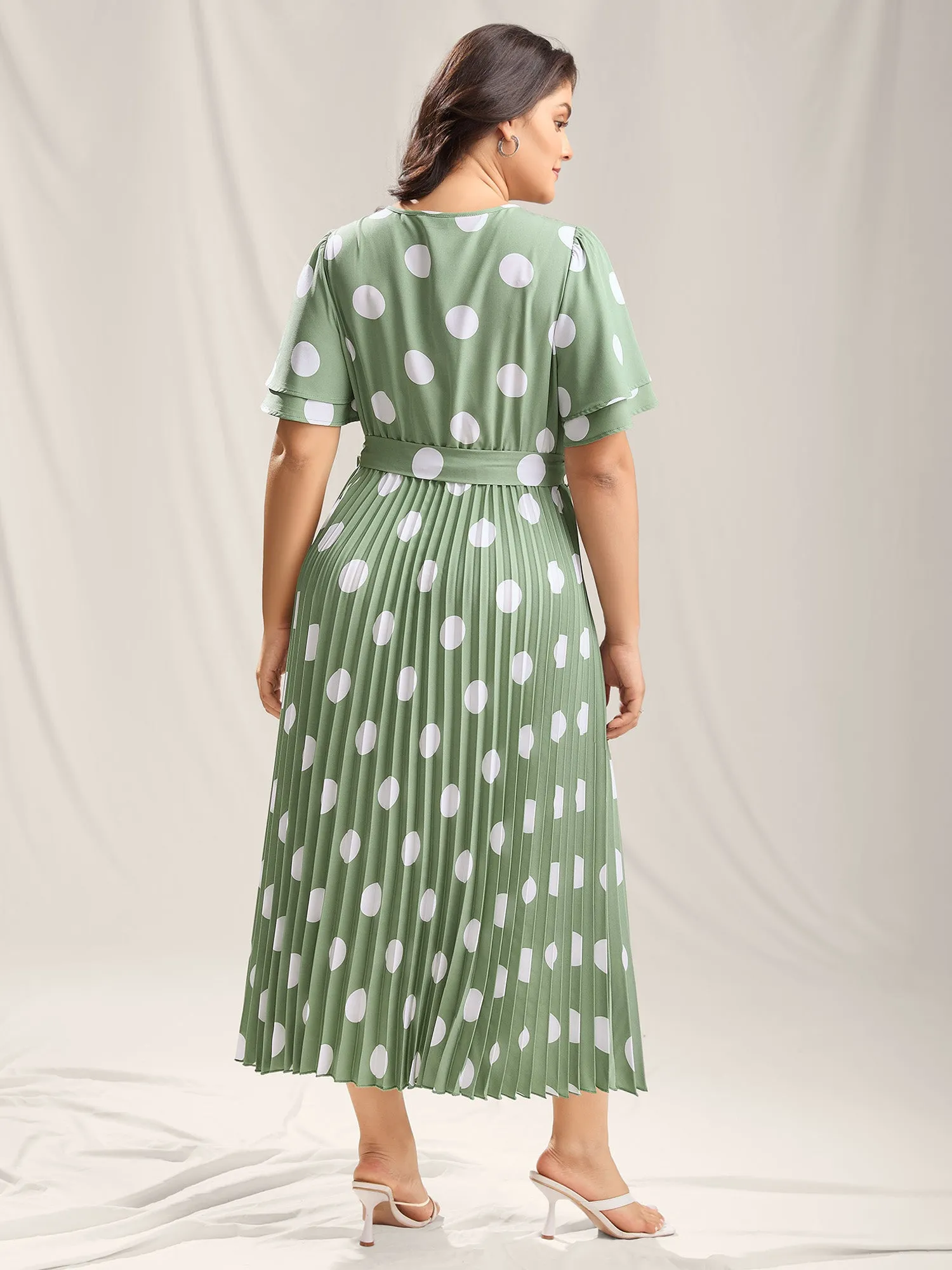 Polka Dots Print Plicated Detail Maxi Dress sold by Bloomchic product image thumbnail 3