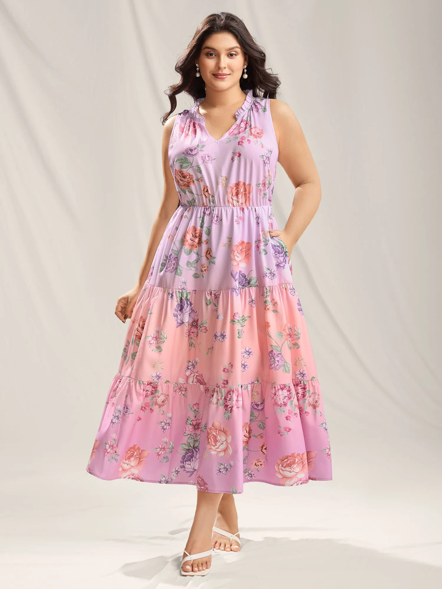 Floral Print Pockets Gradient Maxi Dress sold by Bloomchic