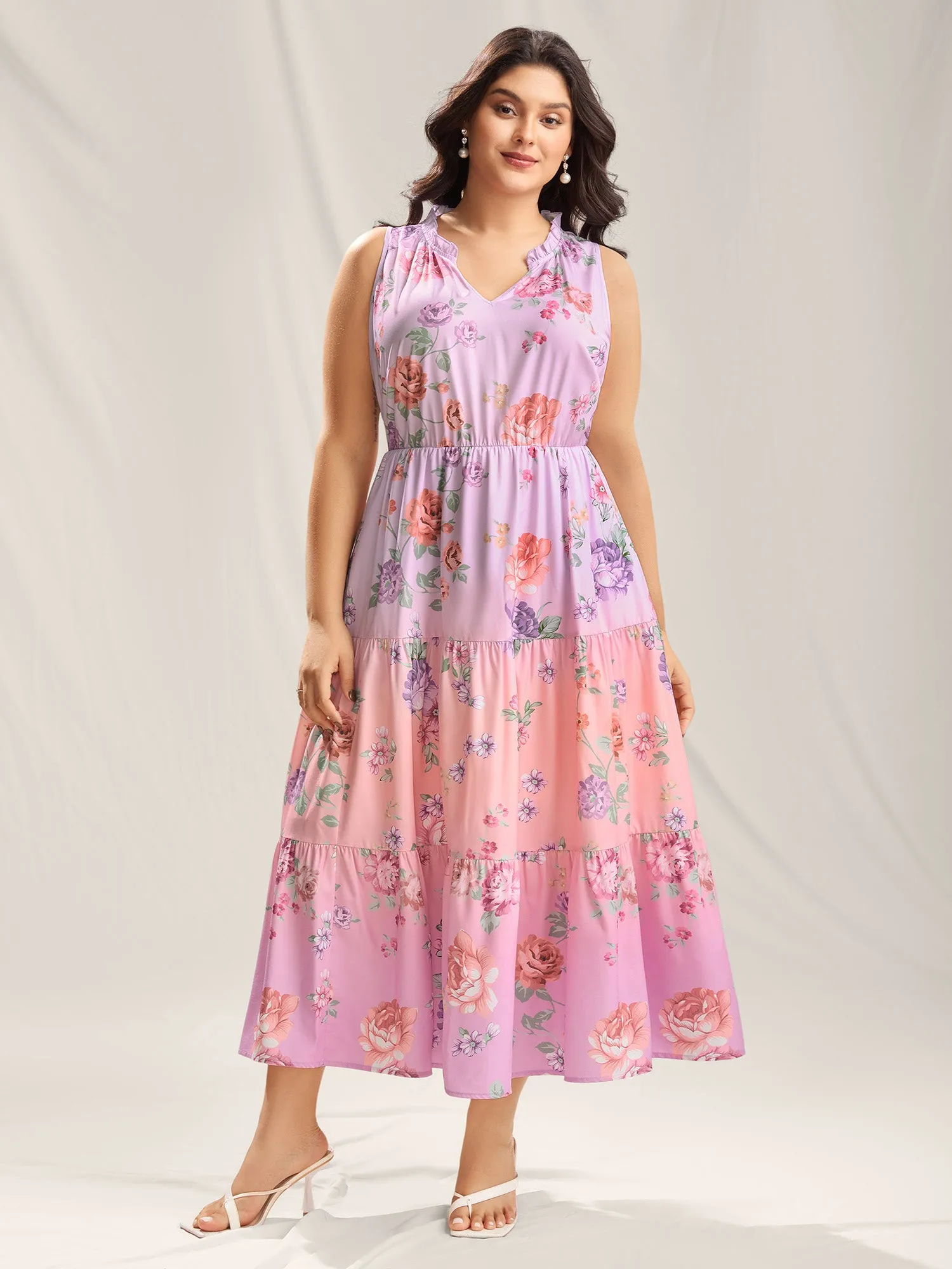 Floral Print Pockets Gradient Maxi Dress sold by Bloomchic product image thumbnail 3