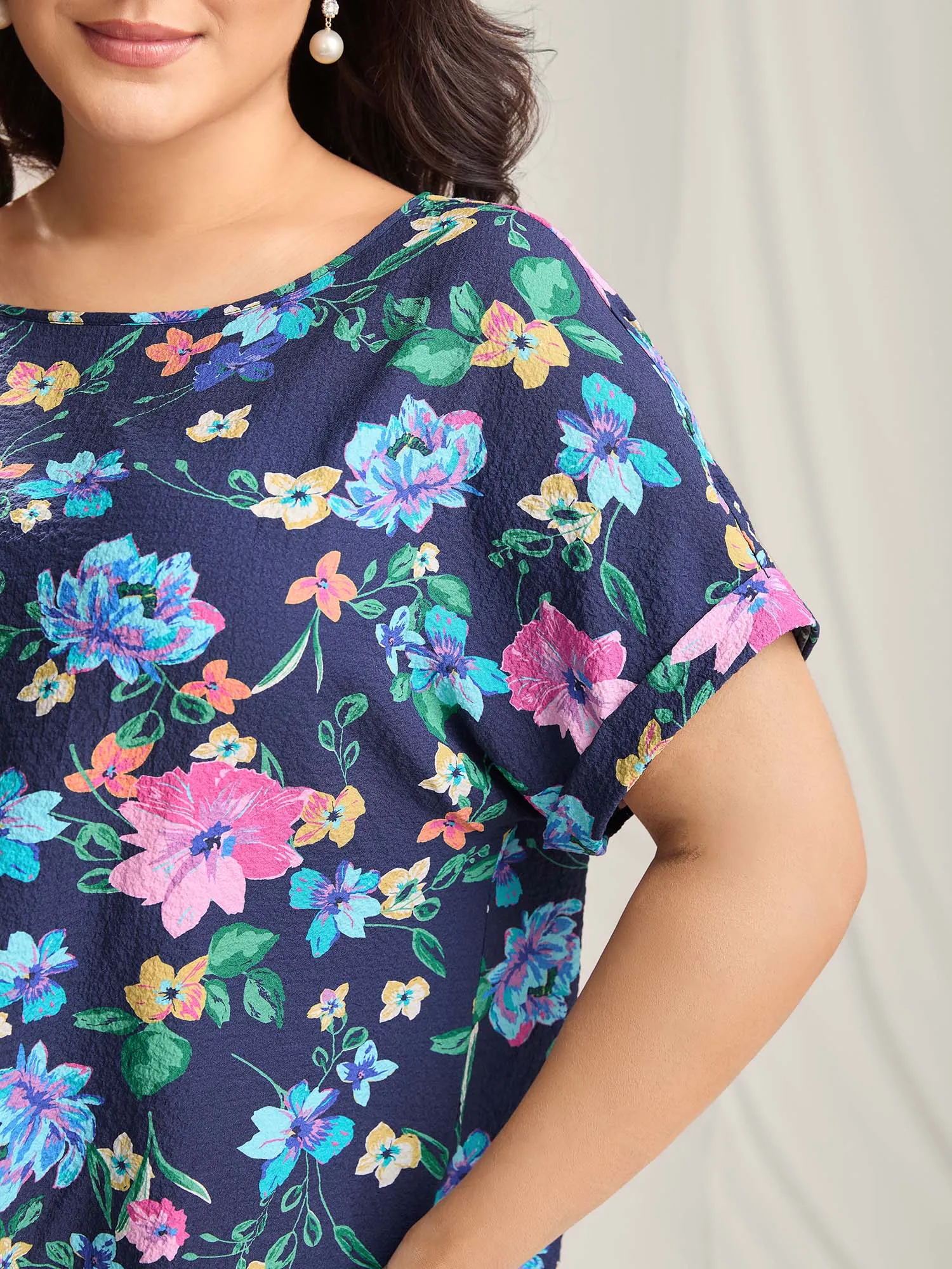 Floral Affair Print Wrinkled Fabric Blouse sold by Bloomchic product image thumbnail 4