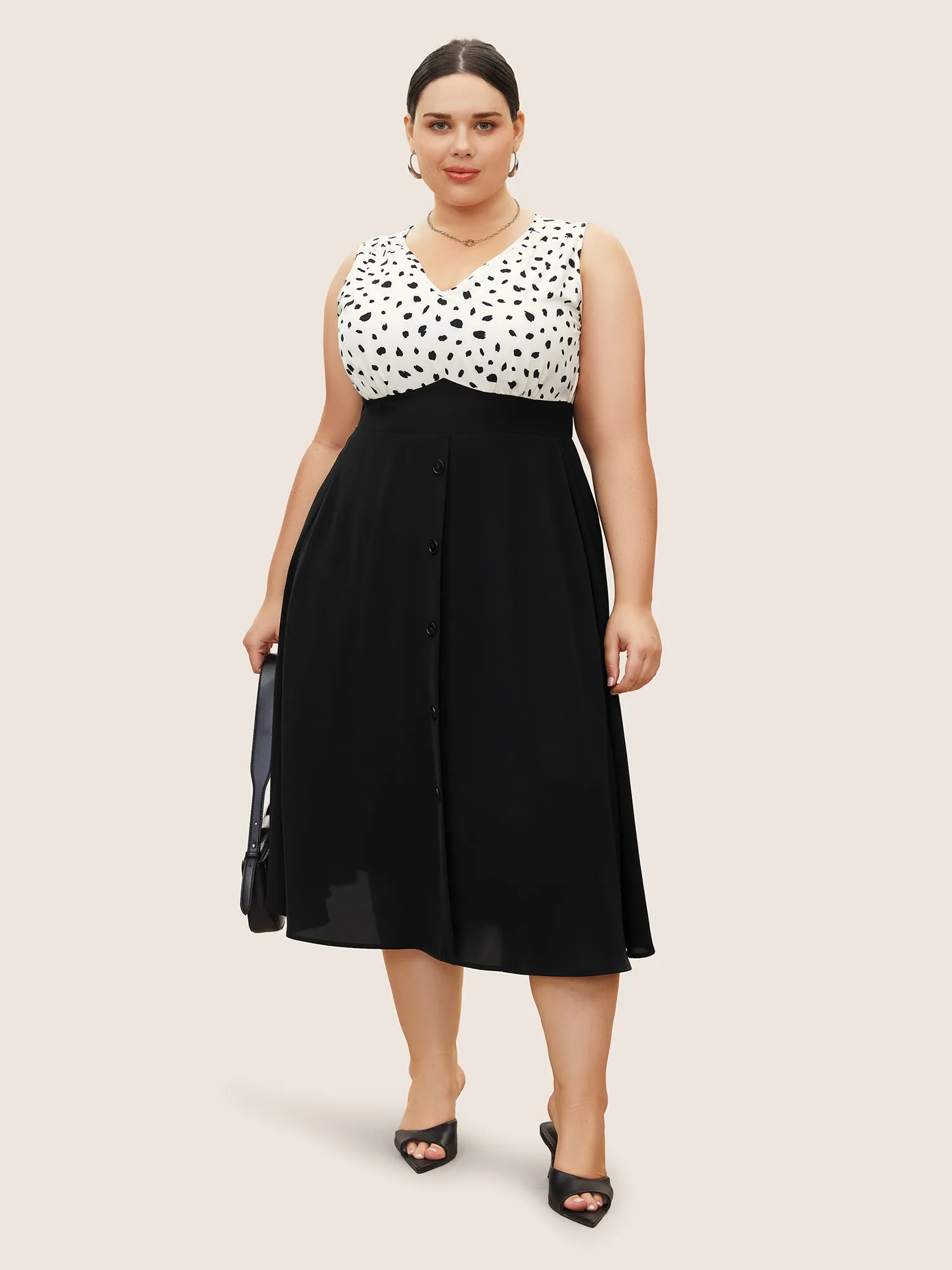 Leopard Print Patchwork Pleated Sleeveless Dress sold by Bloomchic