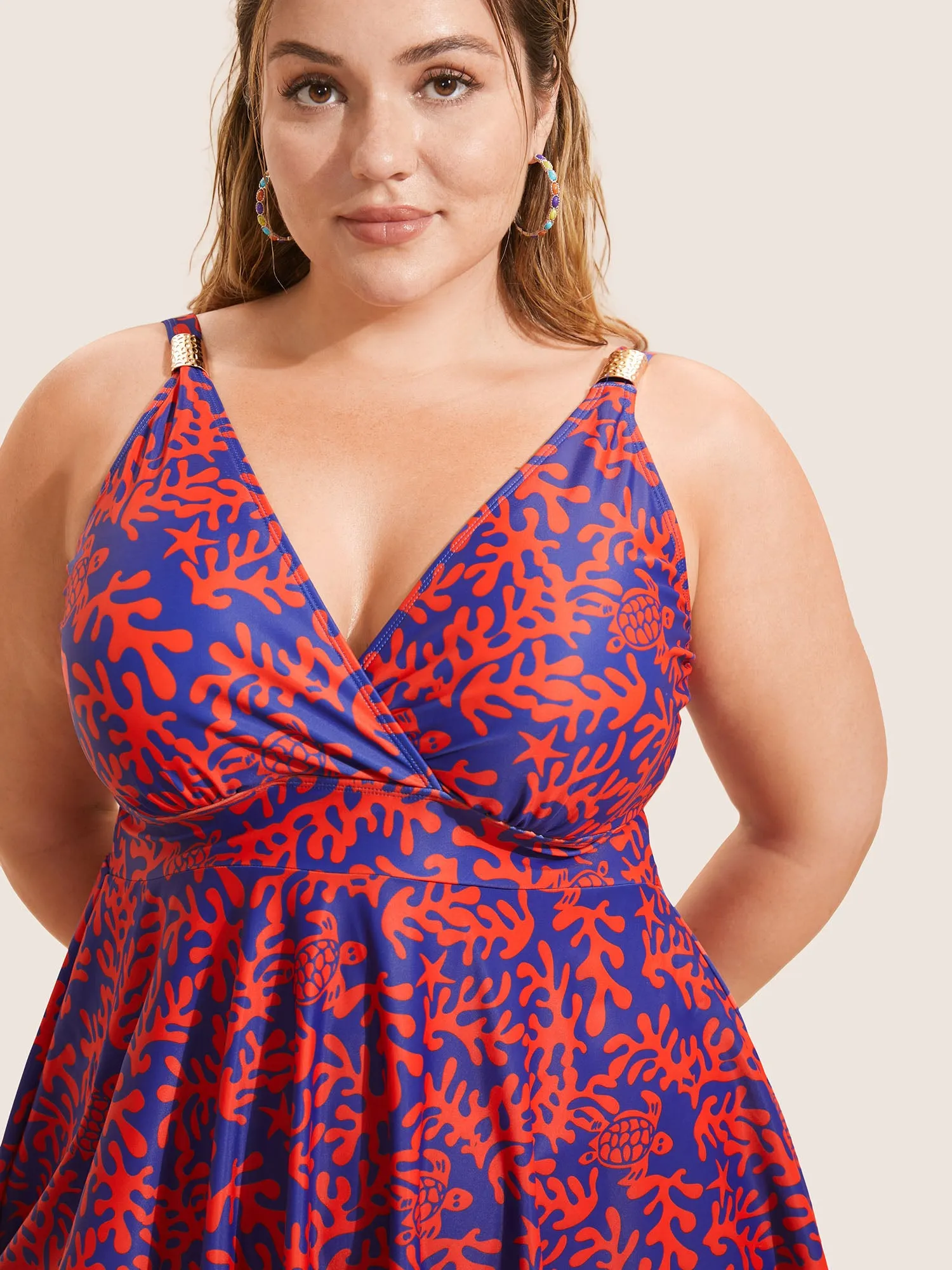 Tropical Wrap Bodycon Cami Swim Dress sold by Bloomchic product image thumbnail 4