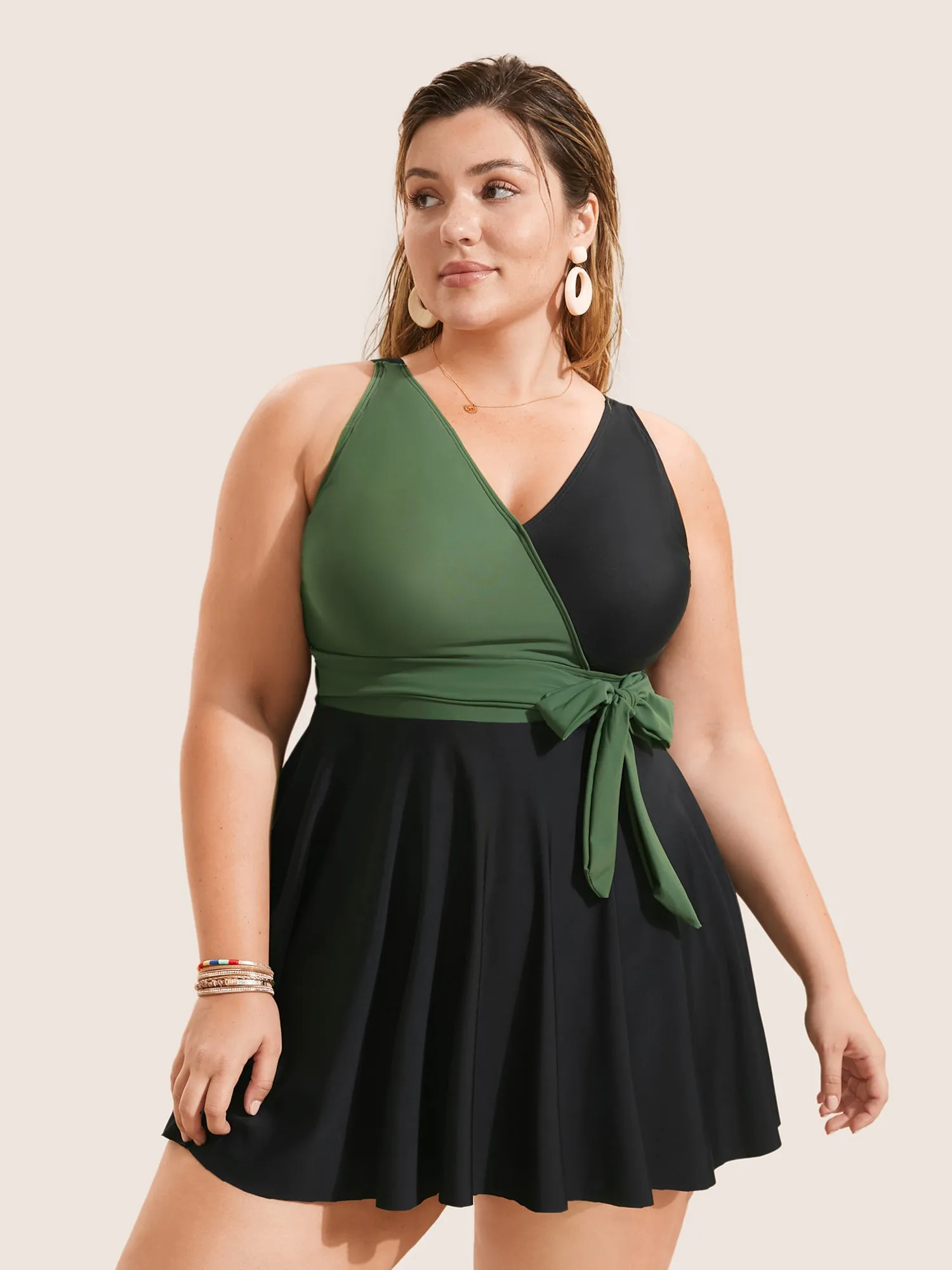 Two Tone Ties High Rise Swim Dress sold by Bloomchic