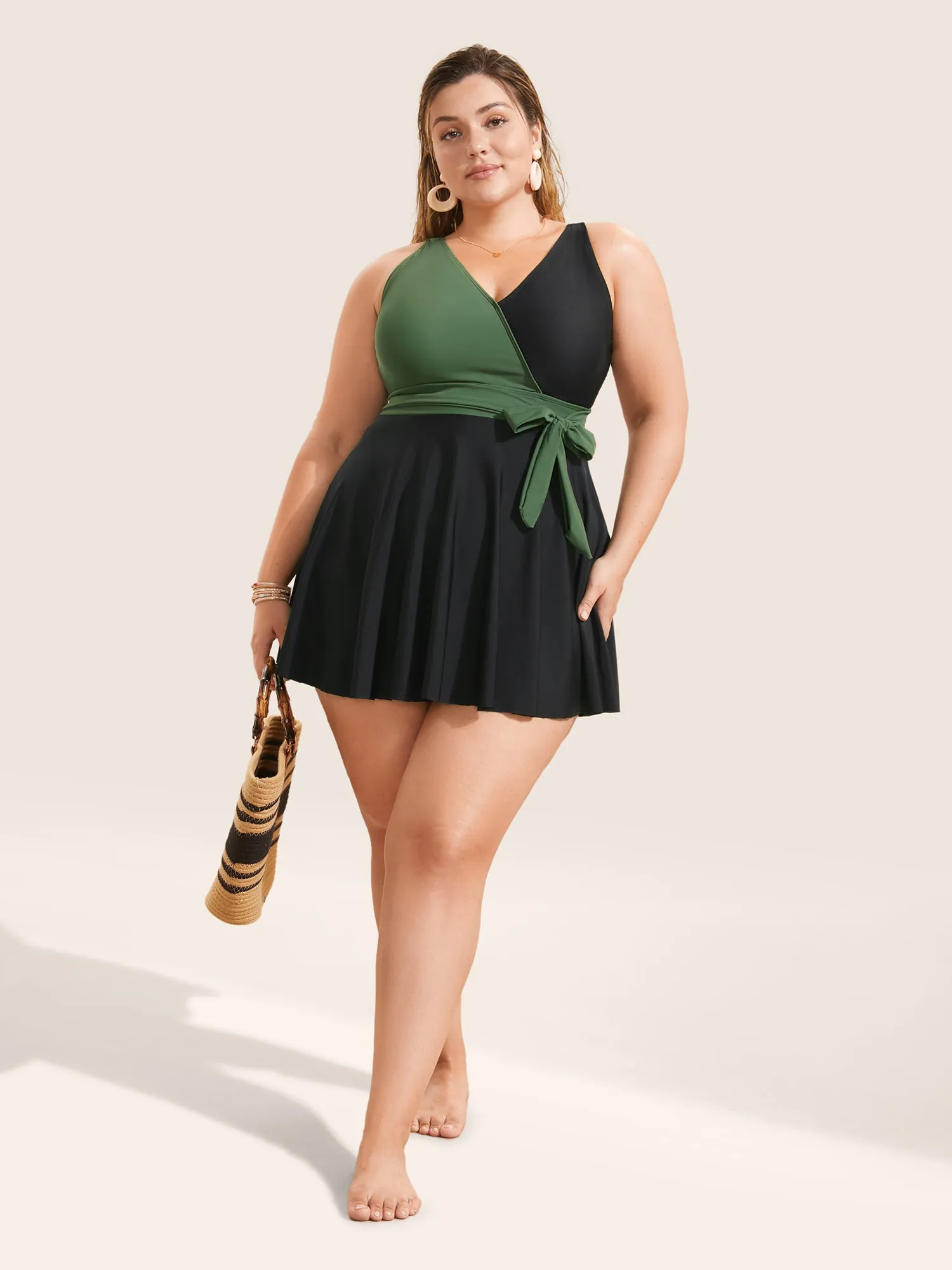 Two Tone Ties High Rise Swim Dress sold by Bloomchic product image thumbnail 3