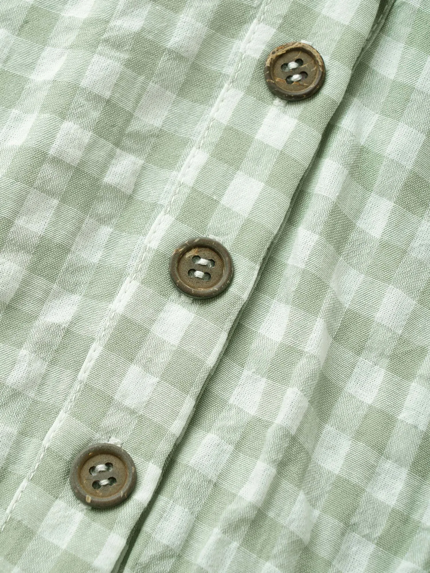 Gingham Notched Elastic Waist Flutter Sleeve Dress sold by Bloomchic product image thumbnail 5