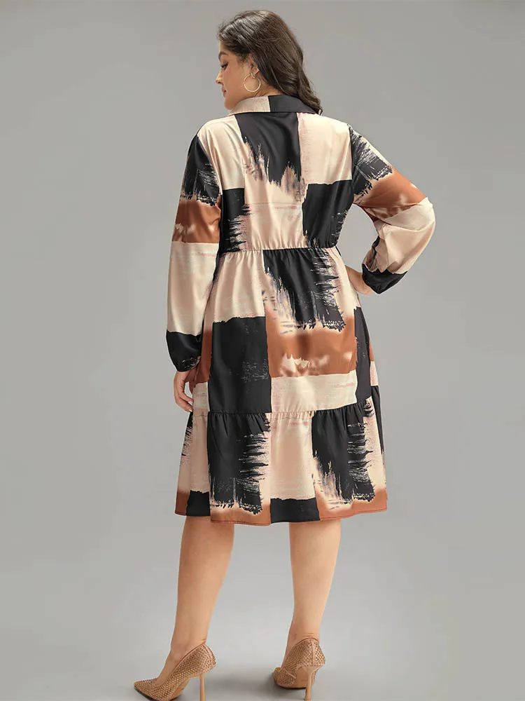 Brush Print Contrast Elastic Waist Button Through Dress sold by Bloomchic product image thumbnail 5