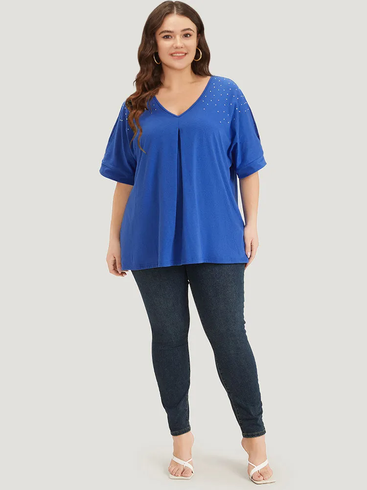 Plain Rhinestone Dolman Sleeve Cut Out T-shirt sold by Bloomchic product image thumbnail 5