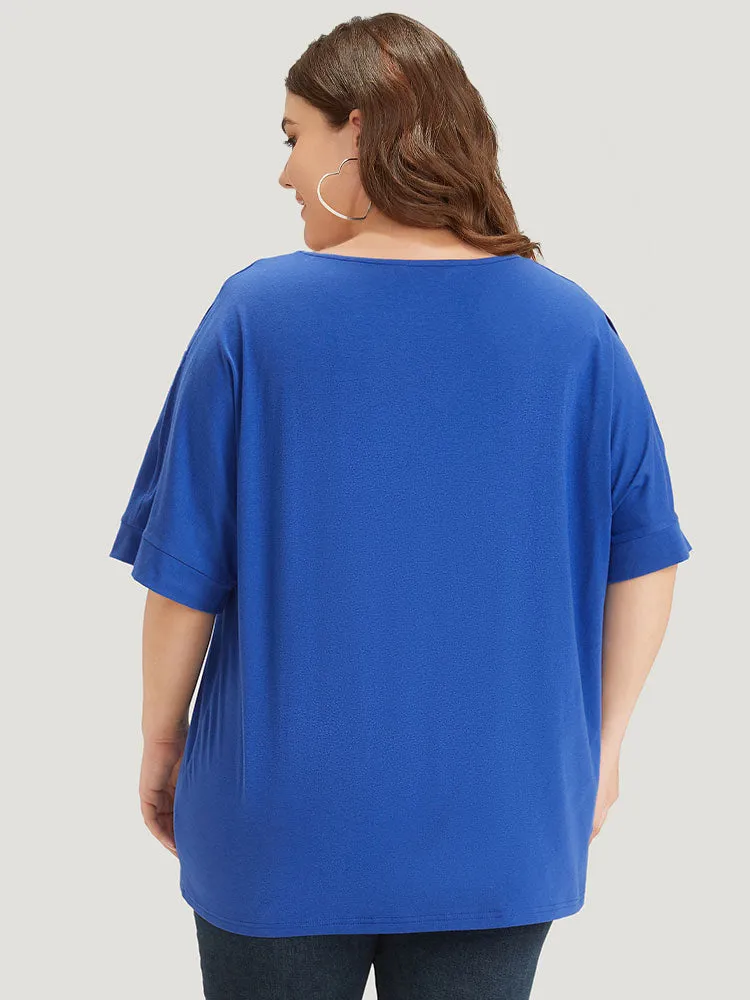 Plain Rhinestone Dolman Sleeve Cut Out T-shirt sold by Bloomchic product image thumbnail 2