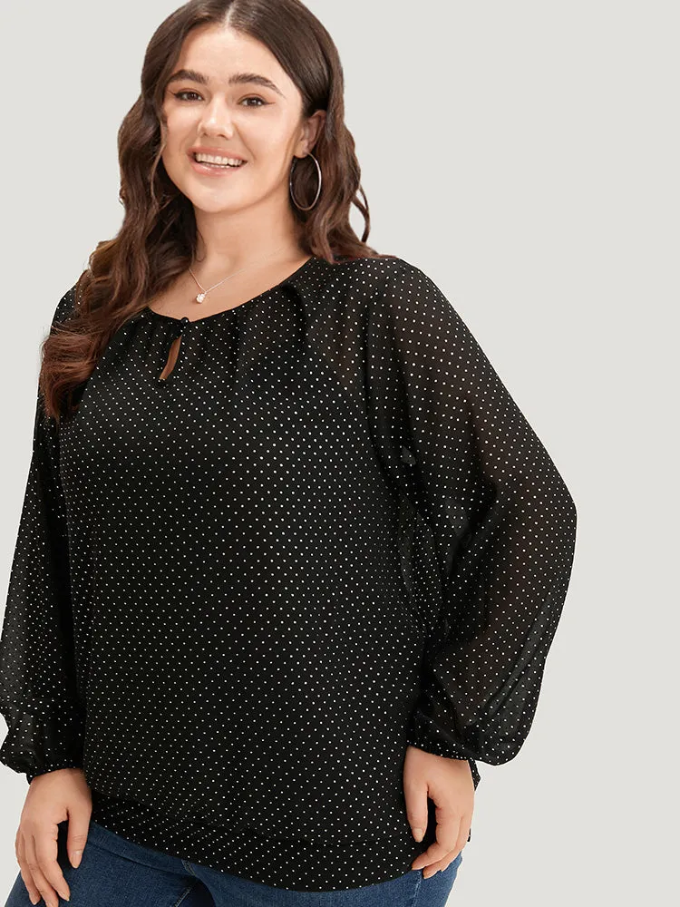 Glitter Polka Dot Puff Sleeve Keyhole Blouse sold by Bloomchic product image thumbnail 5