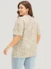 Ditsy Floral Button Up Frill Trim Notched Blouse sold by Bloomchic