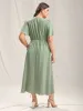 Lace Panel Cinched-Waist Maxi Dress sold by Bloomchic