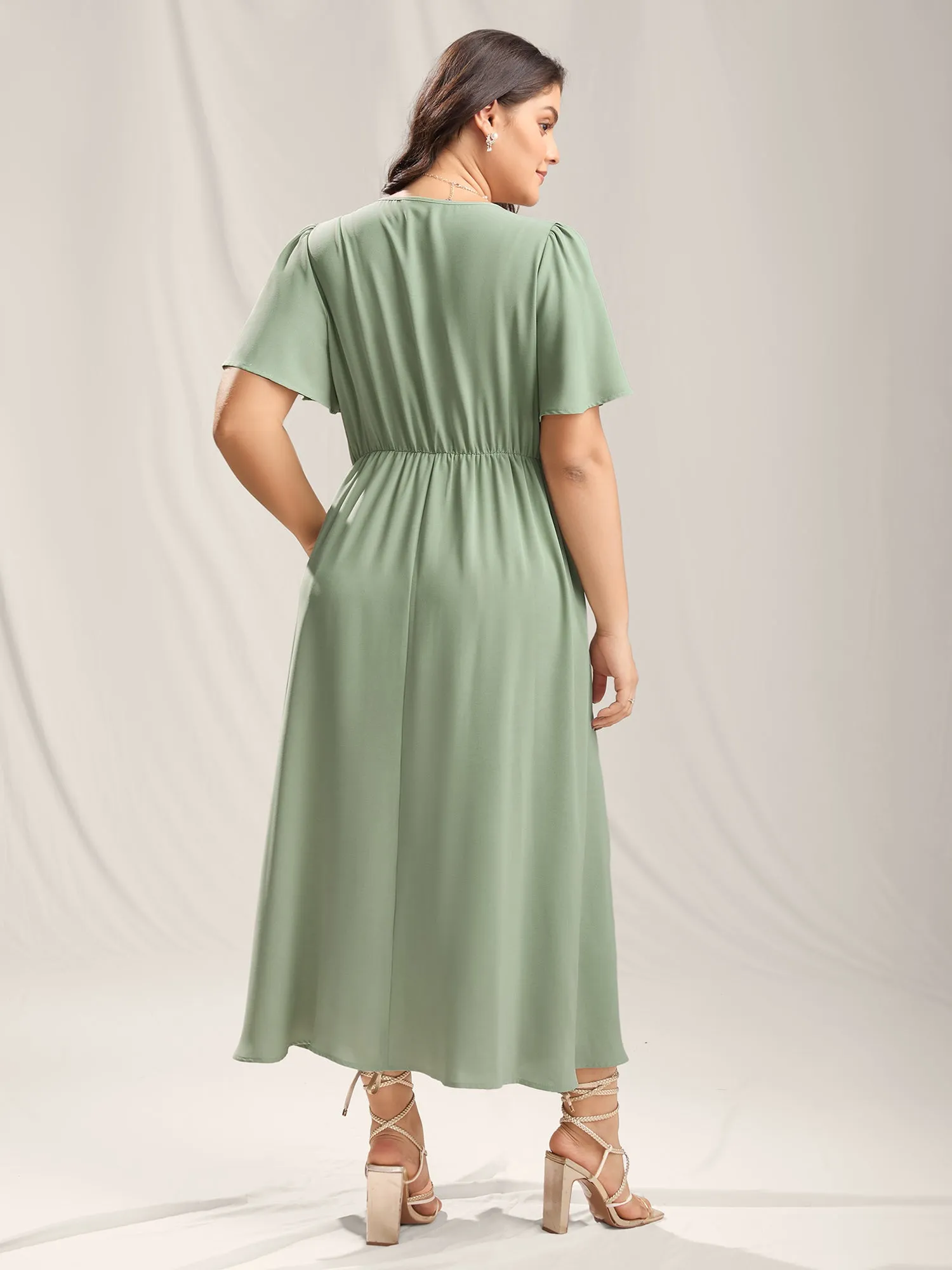 Lace Panel Cinched-Waist Maxi Dress sold by Bloomchic product image thumbnail 4