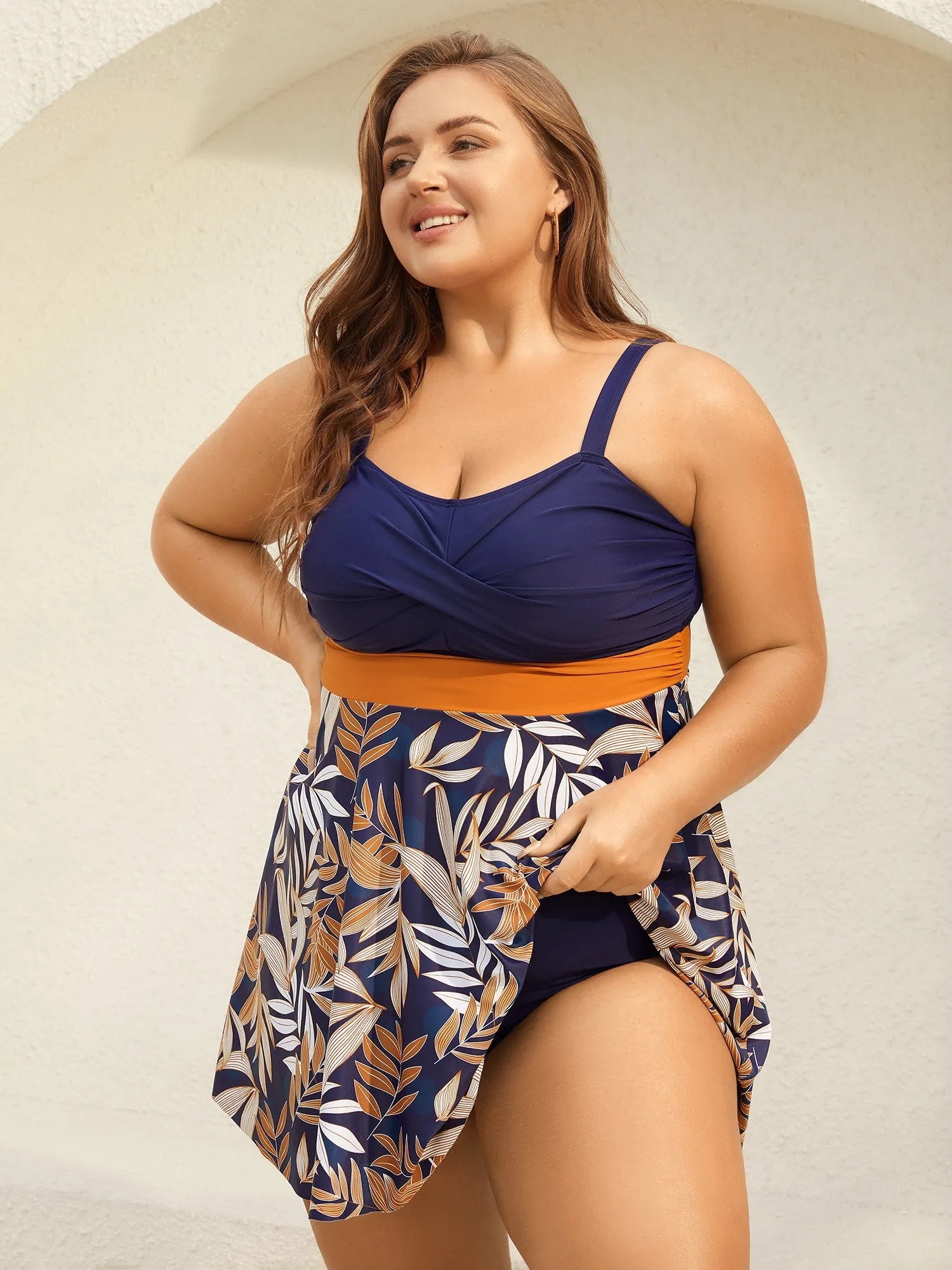 Tropical Flower Color Block Swim Dress sold by Bloomchic product image thumbnail 4