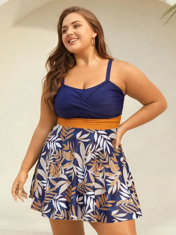 Tropical Flower Color Block Swim Dress sold by Bloomchic