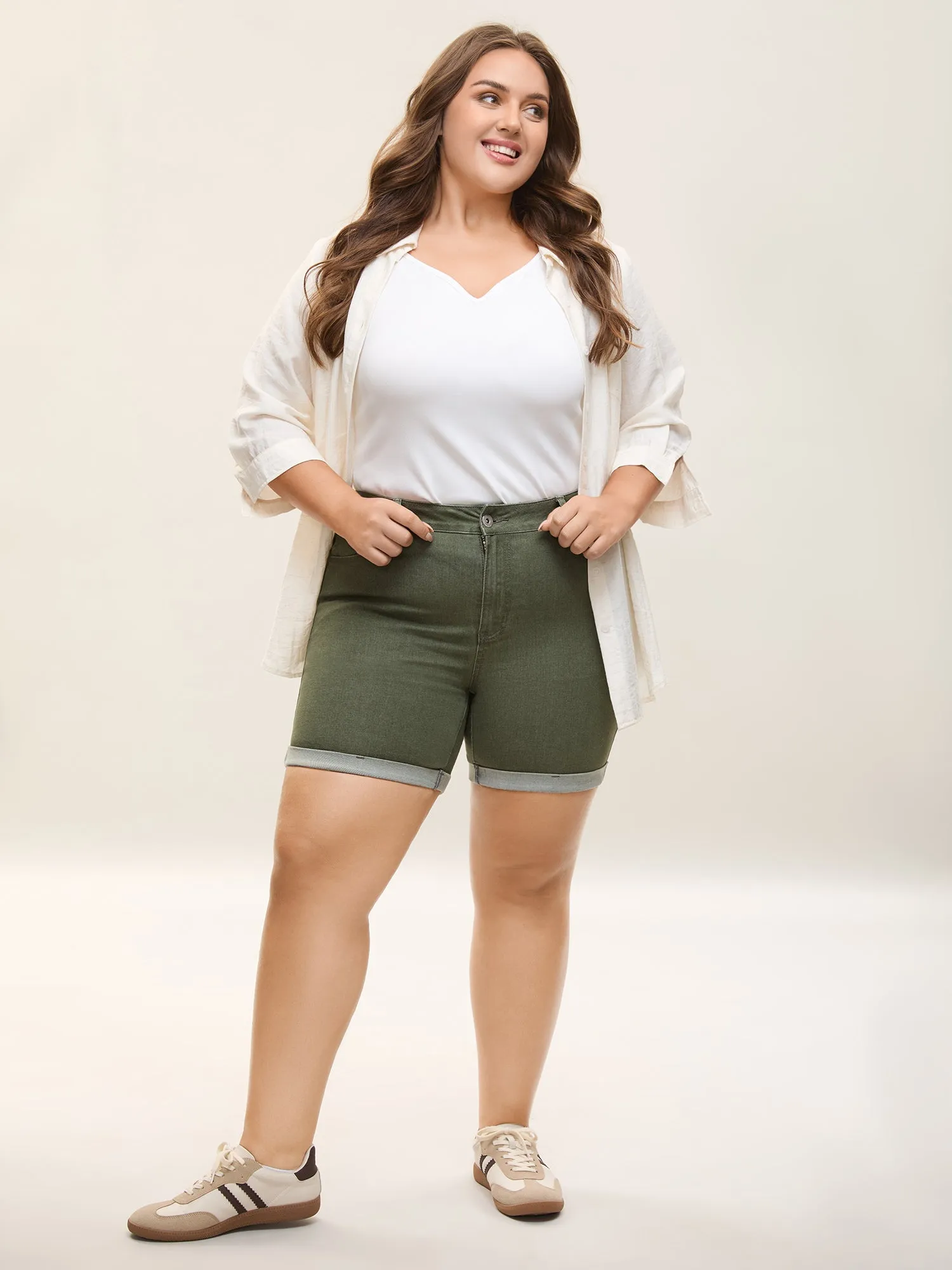 High-Rise Classic Cut Denim Shorts sold by Bloomchic product image thumbnail 2