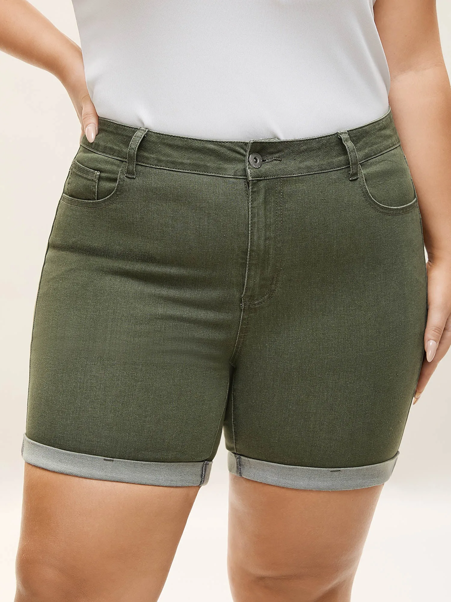 High-Rise Classic Cut Denim Shorts sold by Bloomchic