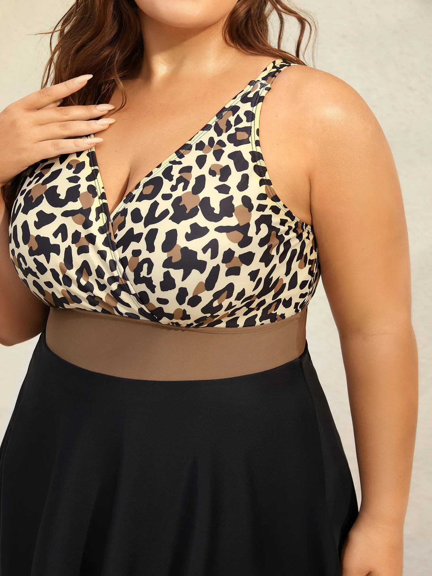 Leopard Print Color Block Swim Dress sold by Bloomchic product image thumbnail 3