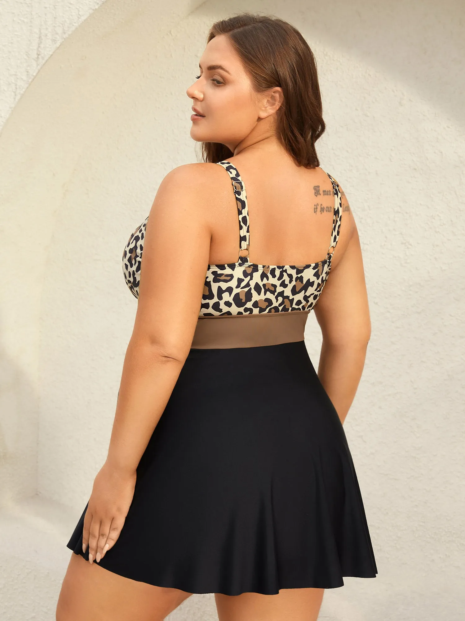 Leopard Print Color Block Swim Dress sold by Bloomchic product image thumbnail 2