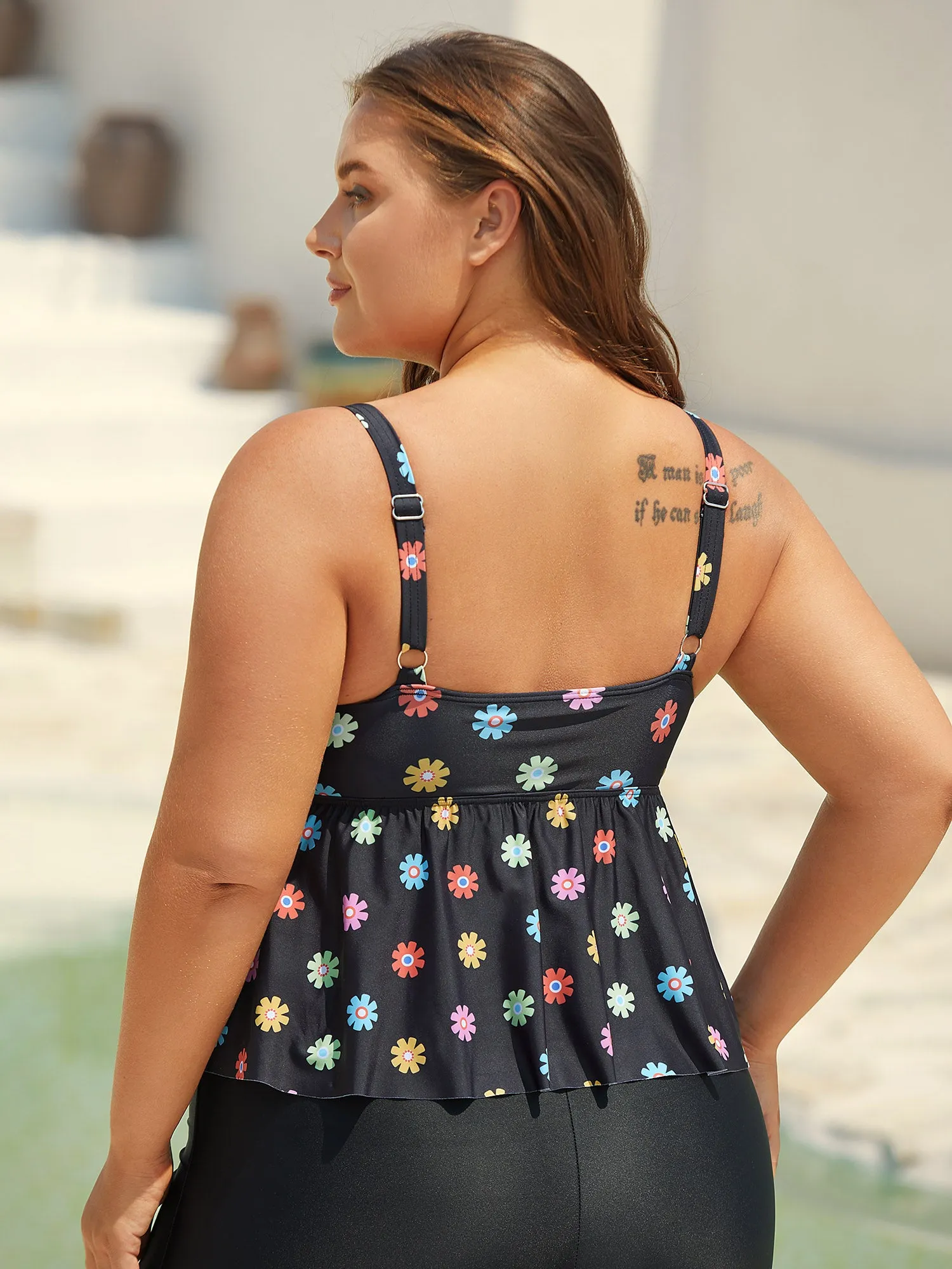 Multi-Color Floral Pattern Flared Swim Top sold by Bloomchic product image thumbnail 4