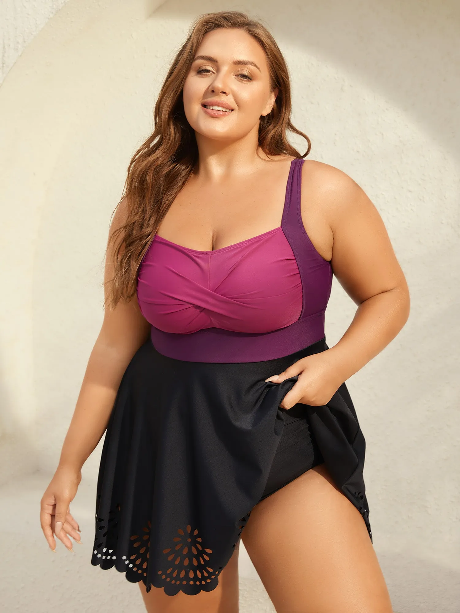 Twist Front Laser Cut Swim Dress sold by Bloomchic product image thumbnail 3