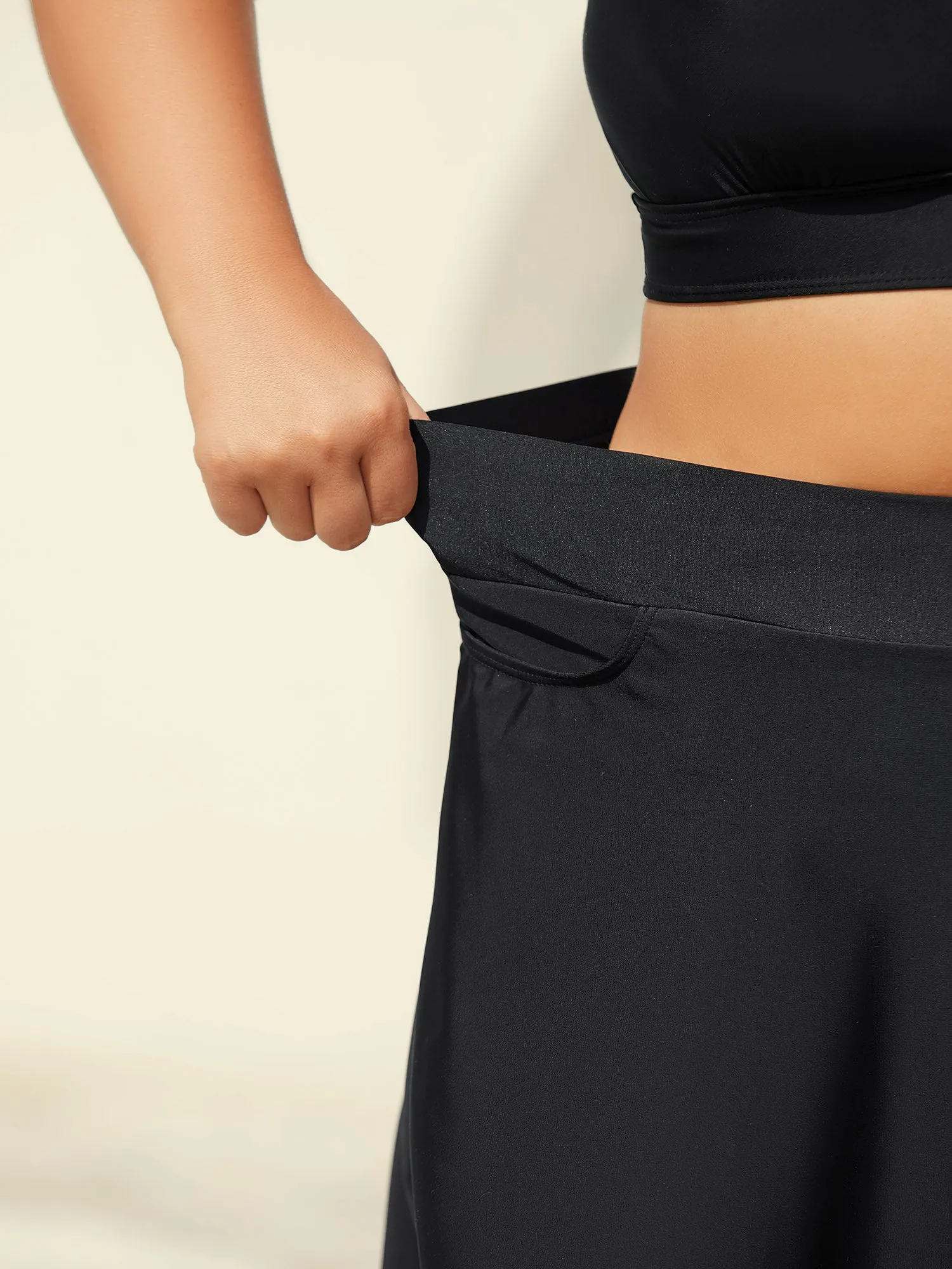 Pleated Pockets Plain Swim Skirt sold by Bloomchic product image thumbnail 5