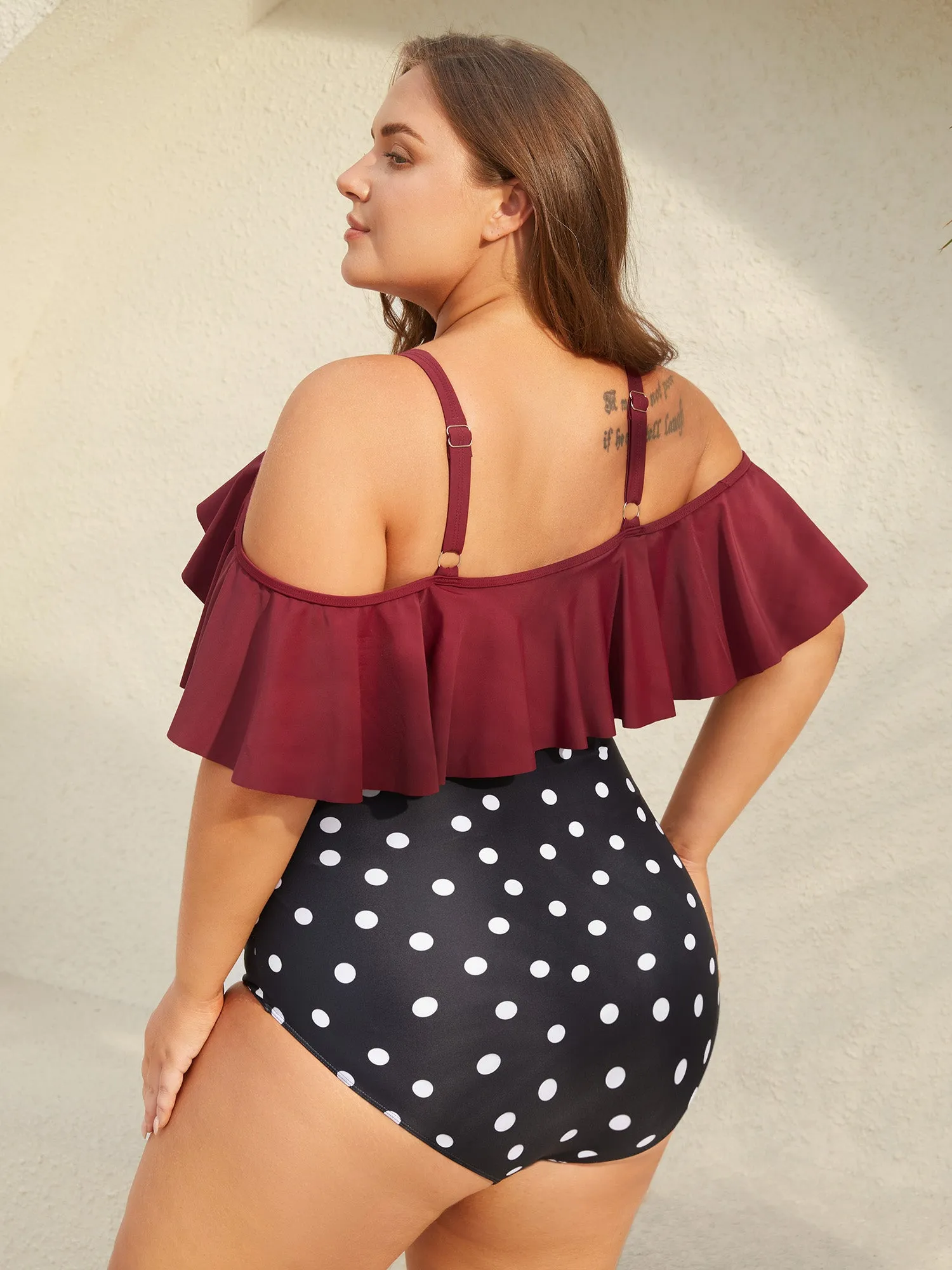Color Block Polka Dots One-Piece Swimsuit sold by Bloomchic product image thumbnail 2